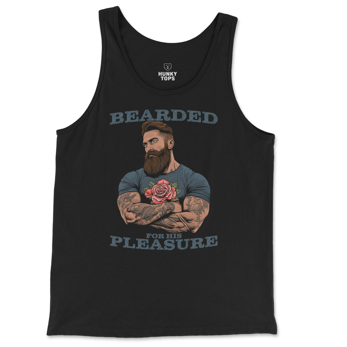 Bearded for His Pleasure Tank Top - Hunky Tops #color_Black