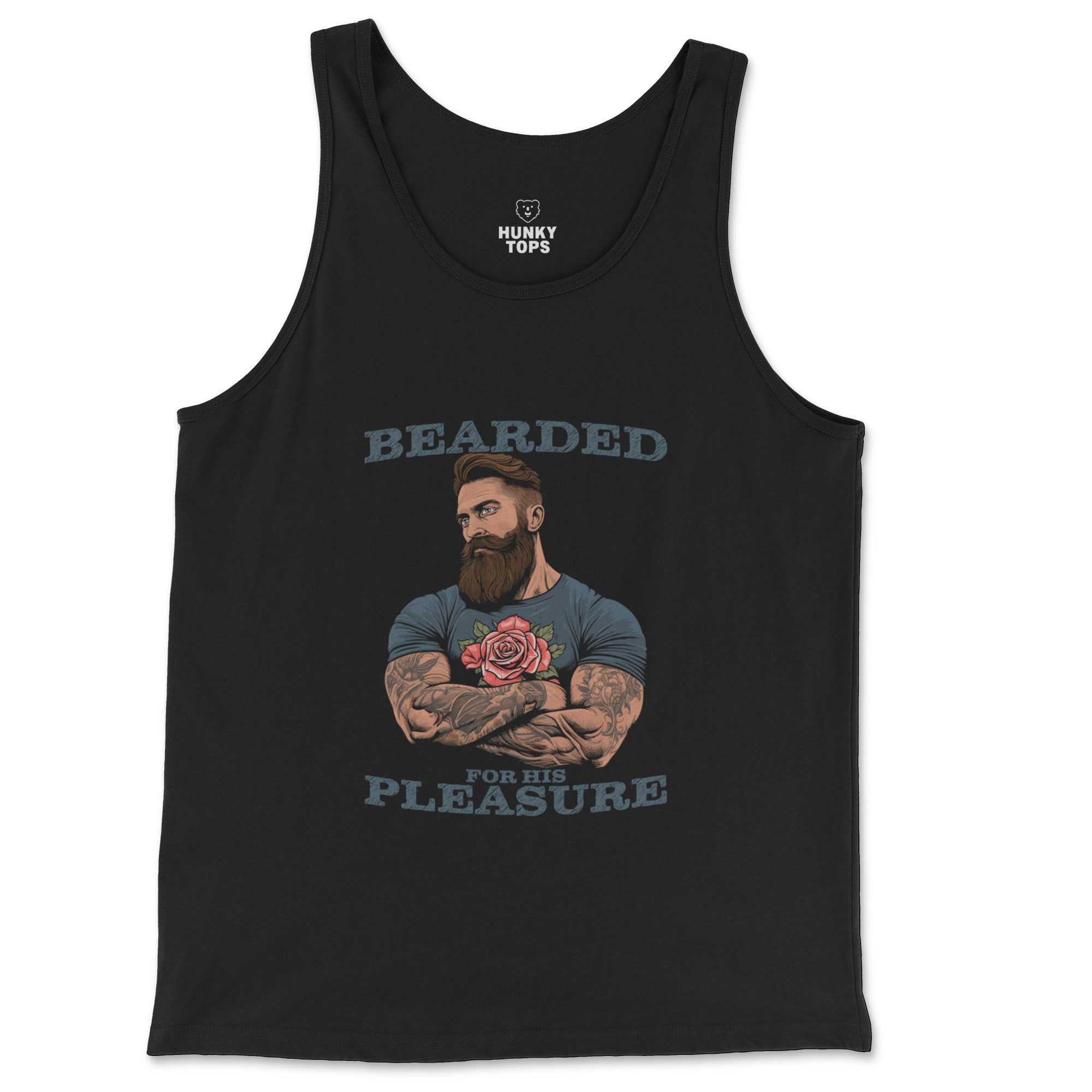 Bearded for His Pleasure Tank Top - Hunky Tops #color_Black