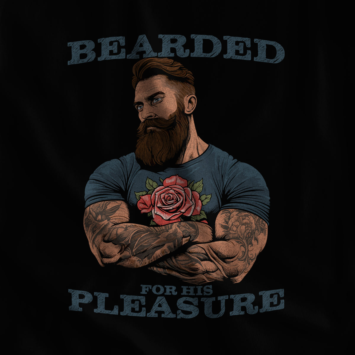 Bearded for His Pleasure Sweatshirt detail - Hunky Tops #color_Black