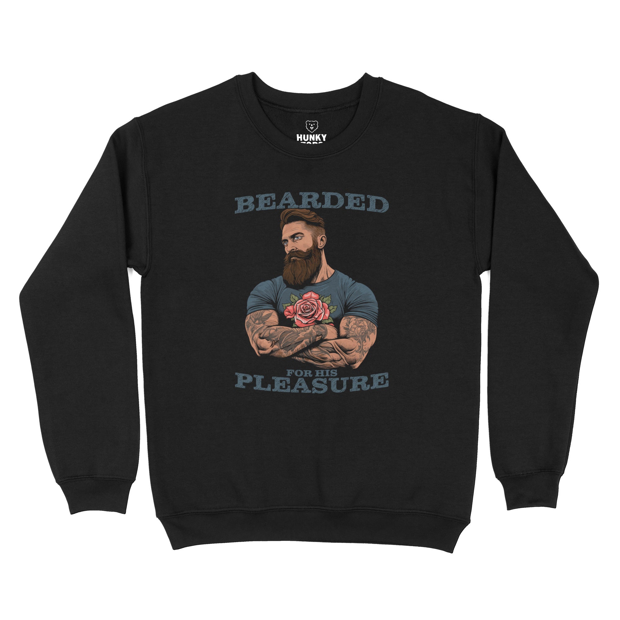 Bearded for His Pleasure Sweatshirt - Hunky Tops #color_Black