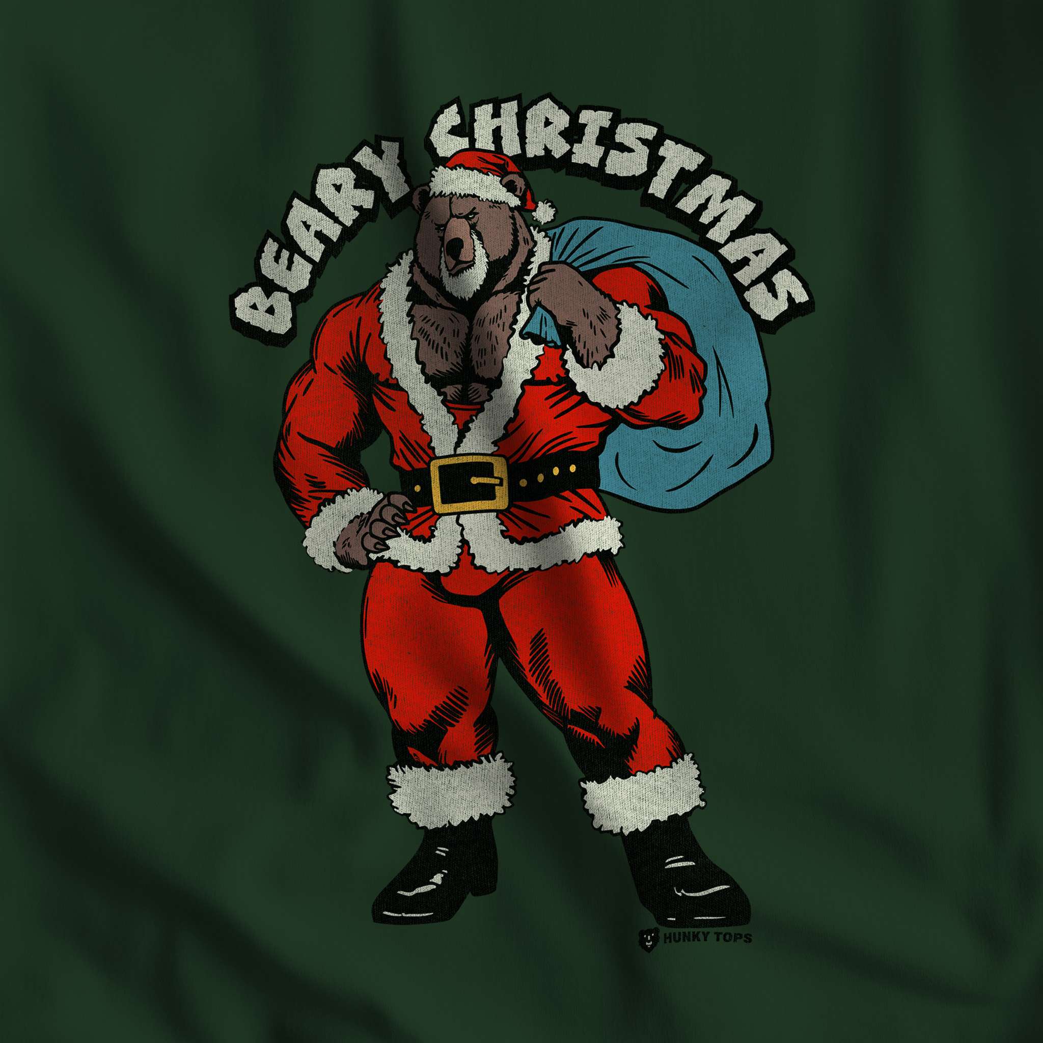 Beary Christmas Sweatshirt - Hunky Tops #color_Forest Green