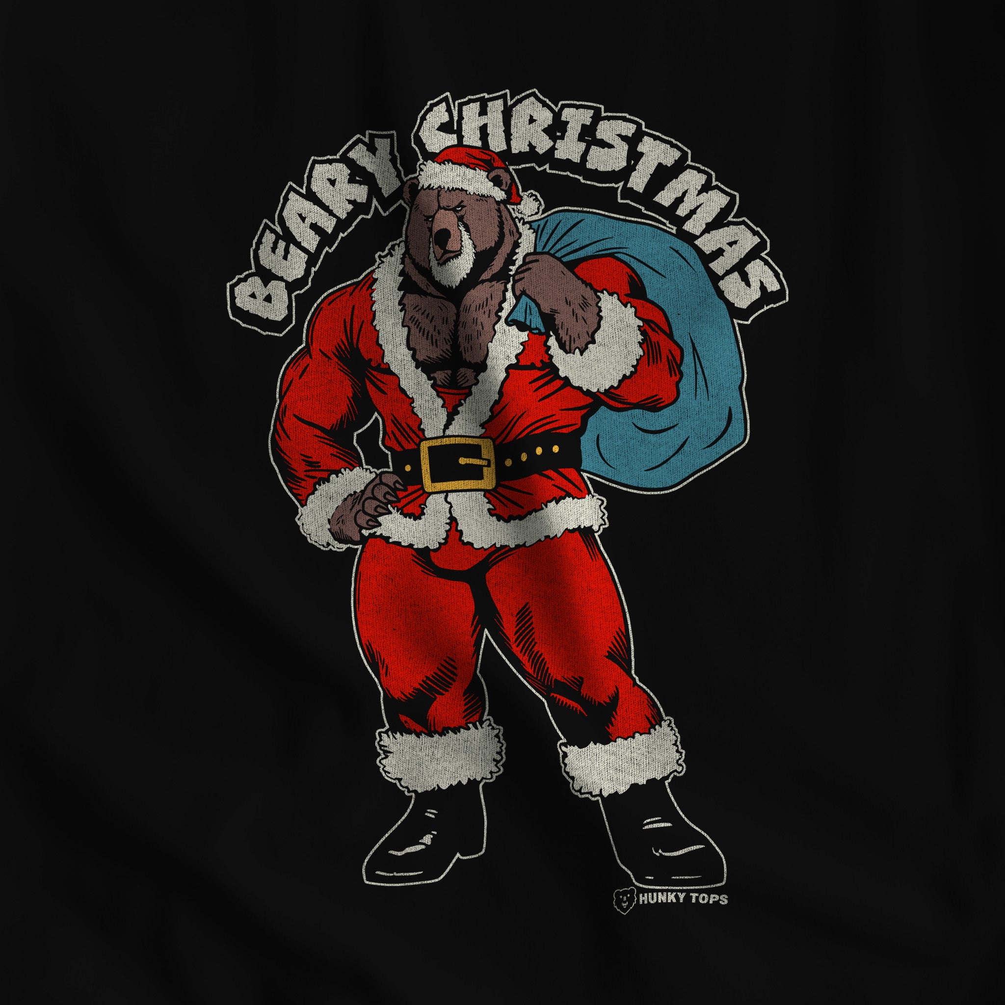 BEARY CHRISTMAS GAY BEAR HOLIDAY T-SHIRT - Hunky Tops #color_Black