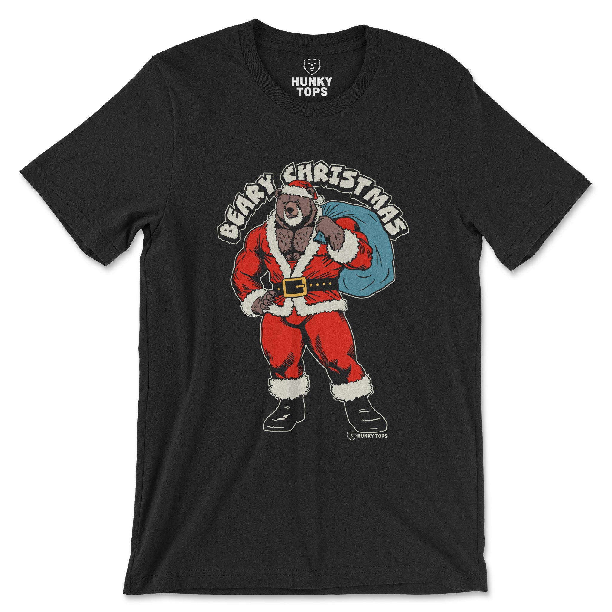BEARY CHRISTMAS GAY BEAR HOLIDAY T-SHIRT - Hunky Tops #color_Black