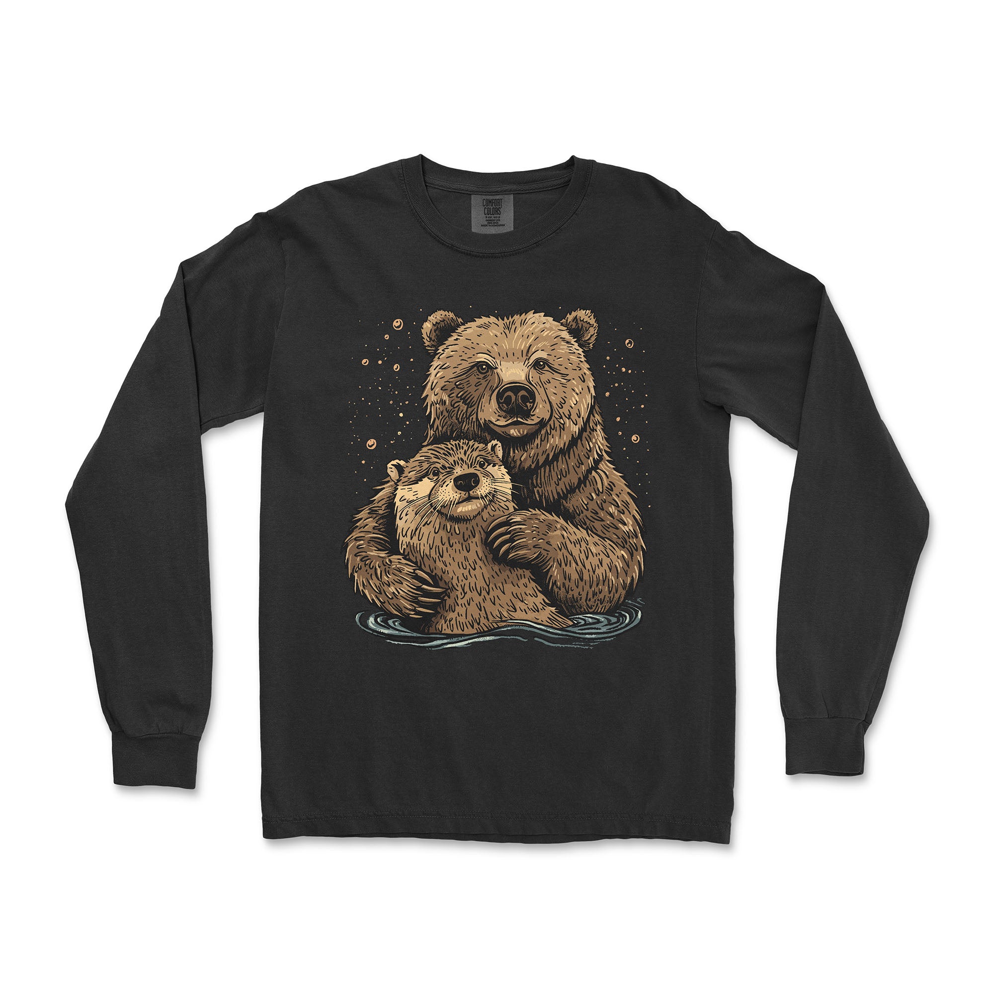 Bear + Otter Long-Sleeve T-Shirt - Hunky Tops #color_Black