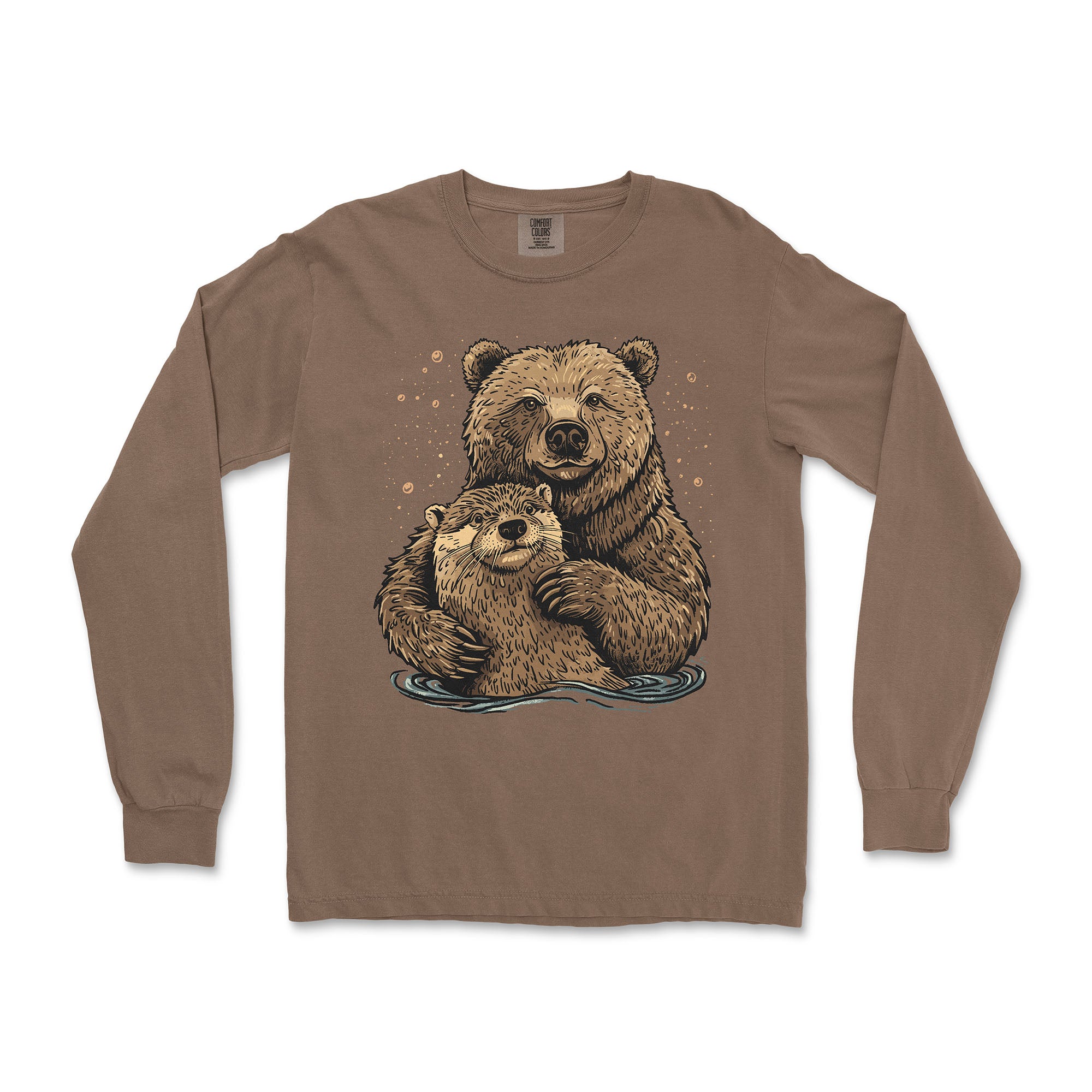 Bear + Otter Long-Sleeve T-Shirt - Hunky Tops #color_Espresso