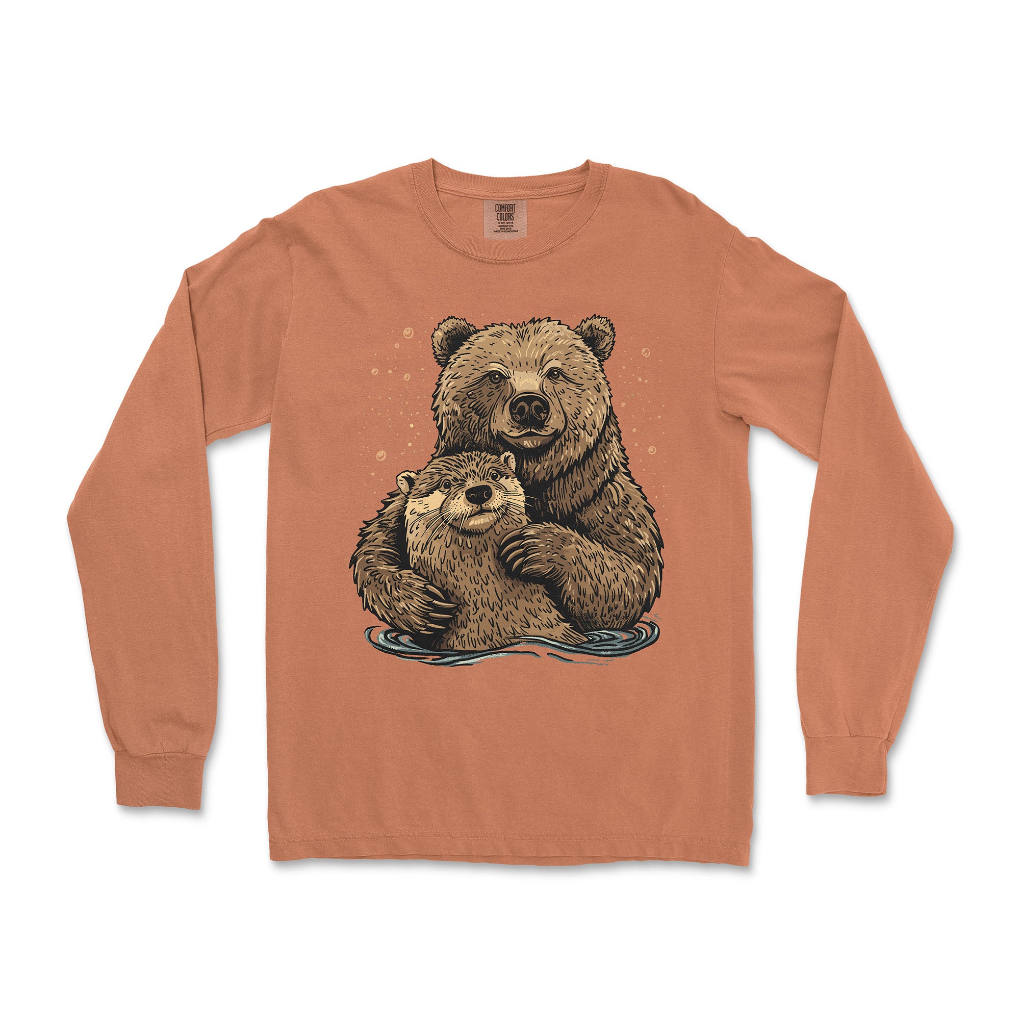 Bear + Otter Long-Sleeve T-Shirt - Hunky Tops #color_Yam