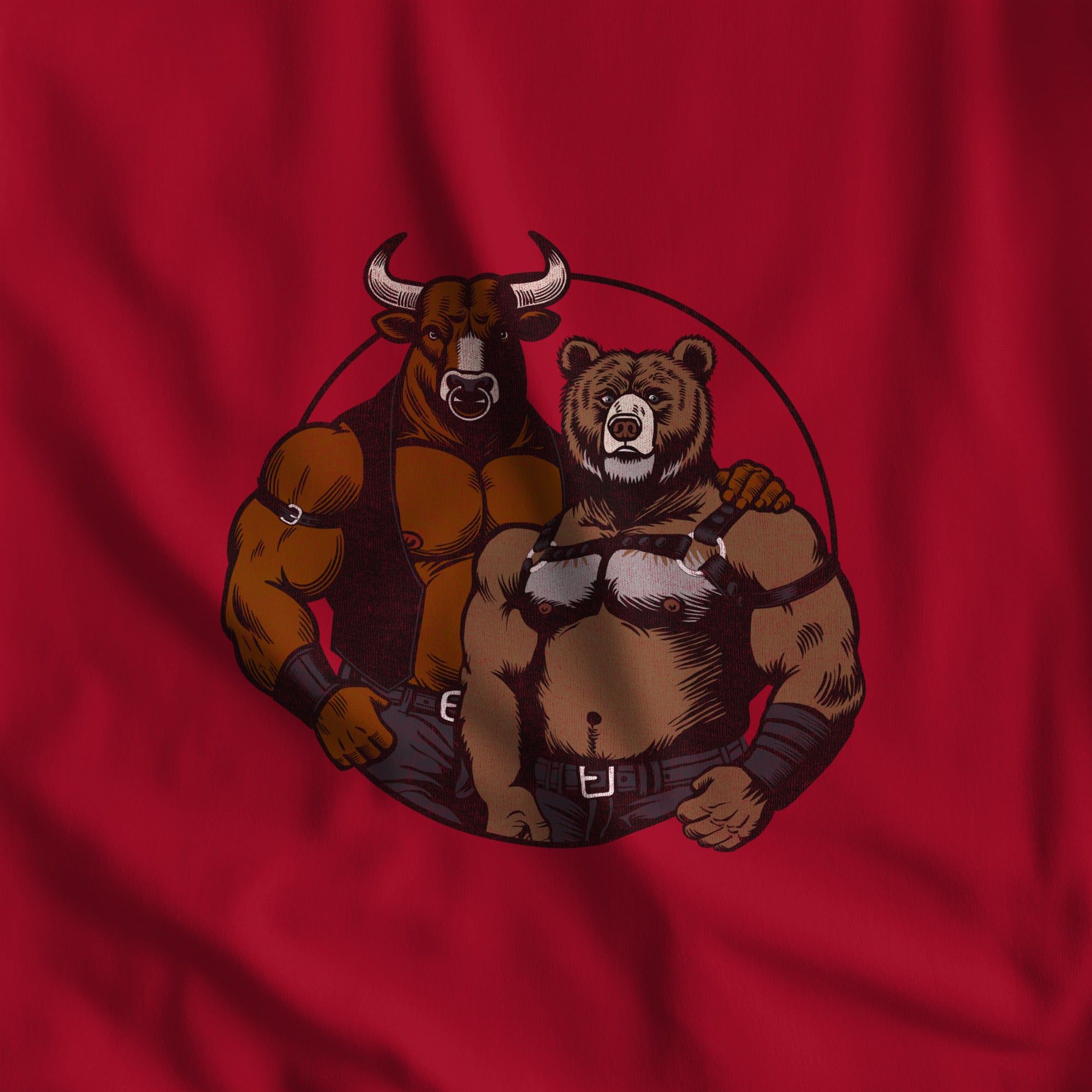 Bull + Bear Long-Sleeve T-Shirt - Hunky Tops #color_Red