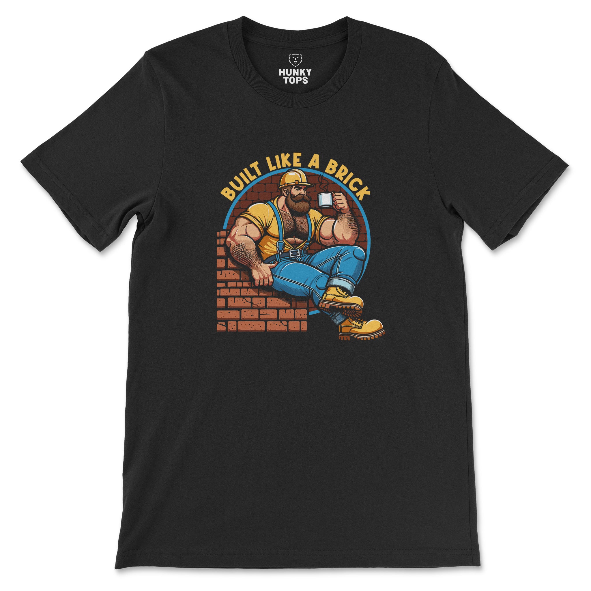 "Built Like A Brick" T-Shirt - Hunky Tops #color_Black