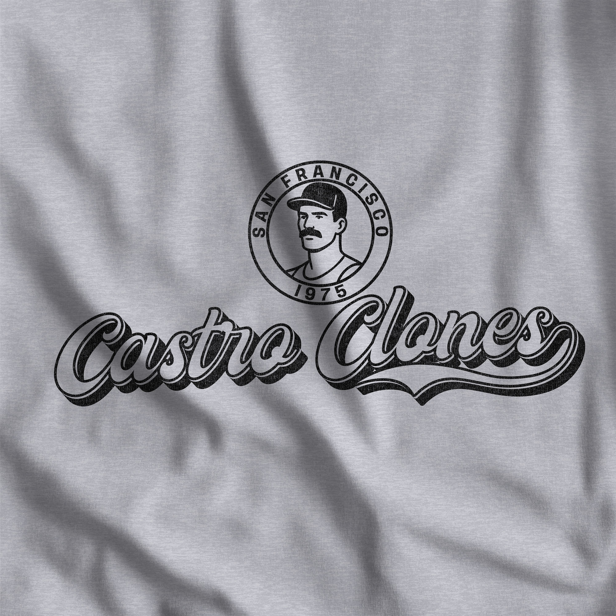 Castro Clones Gay Ringer T-Shirt - Hunky Tops #color_Heather Grey/Black