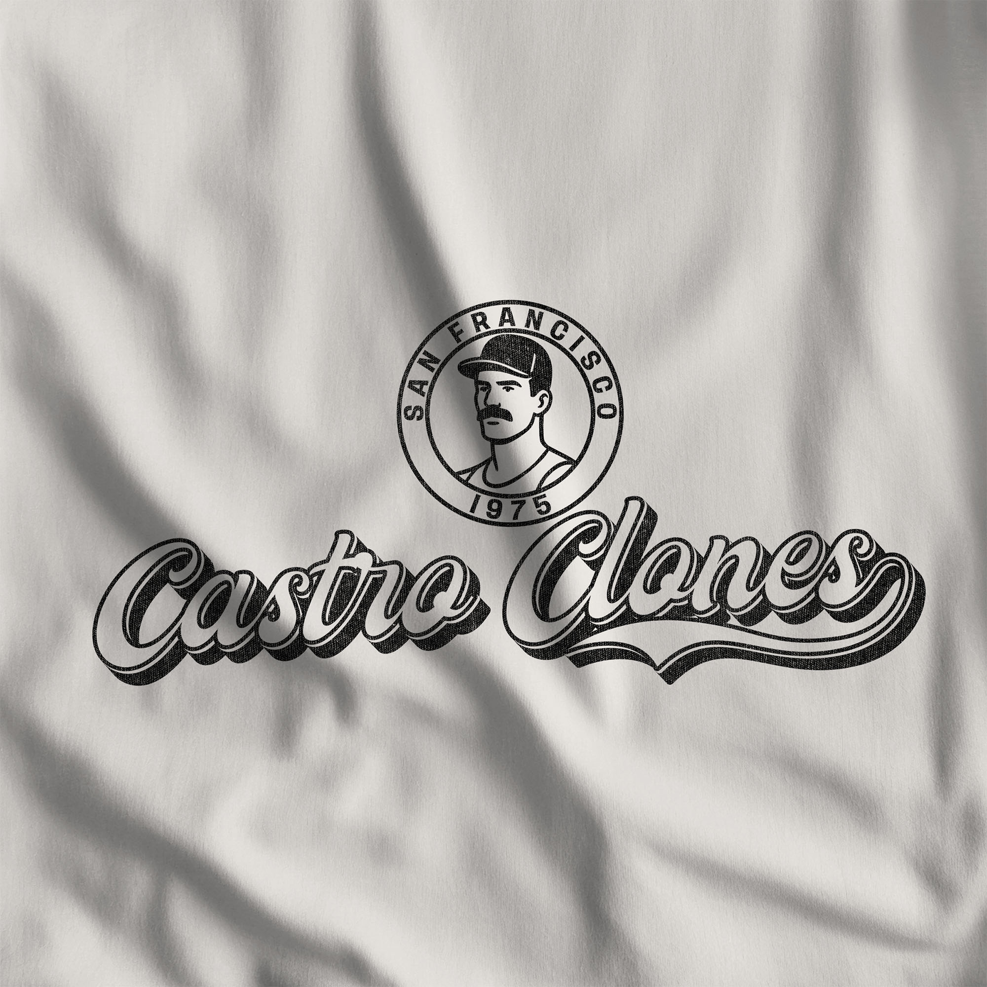Castro Clones Gay T-Shirt - Hunky Tops #color_Vintage White