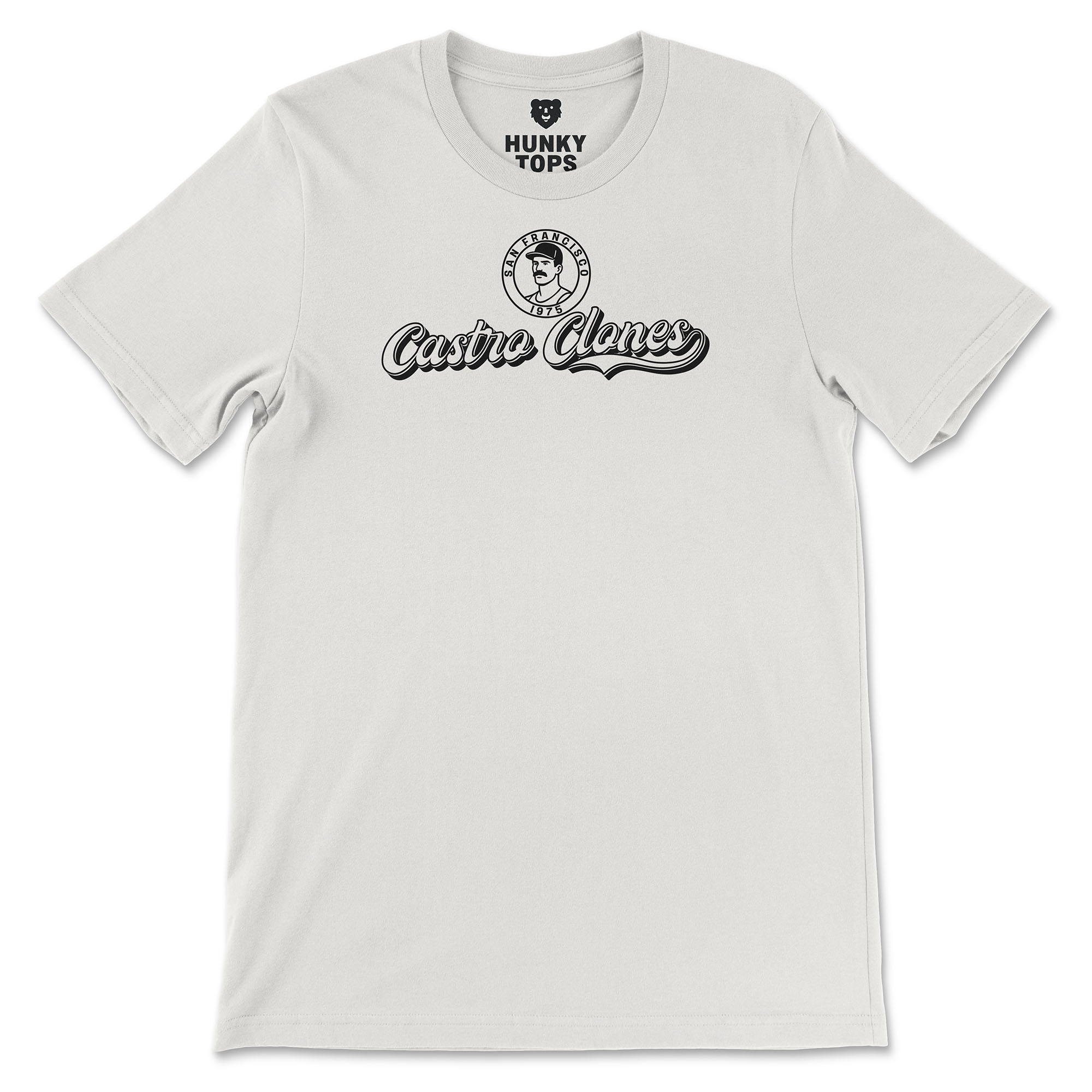 Castro Clones Gay T-Shirt - Hunky Tops #color_Vintage White