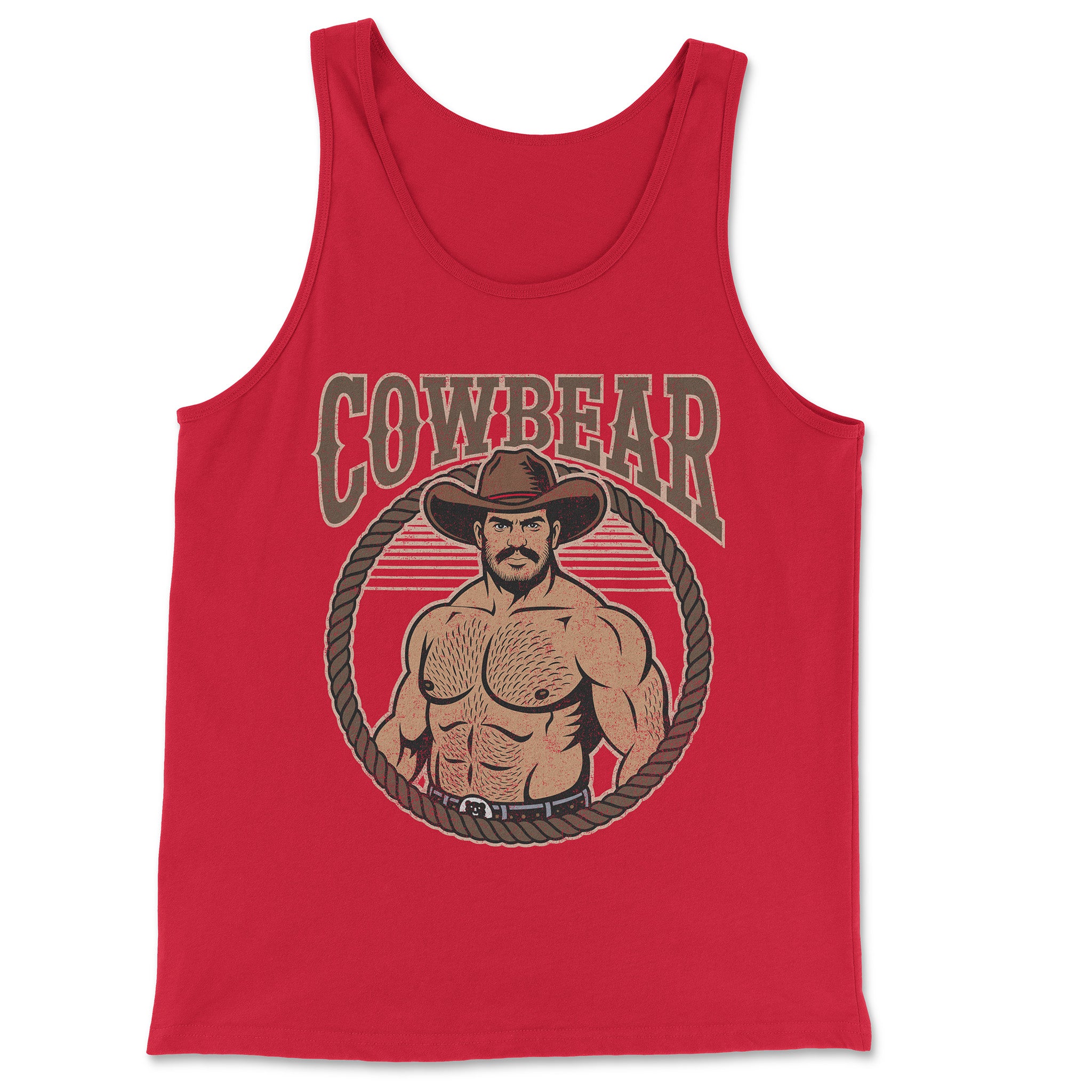 Cowbear Tank Top - Hunky Tops #color_Red