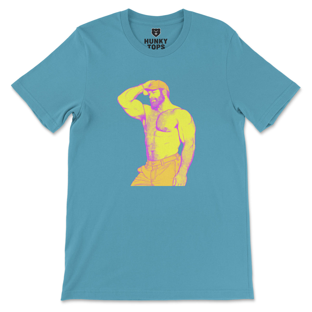 Dad Bod Lookout T-Shirt - Hunky Tops #color_Aqua