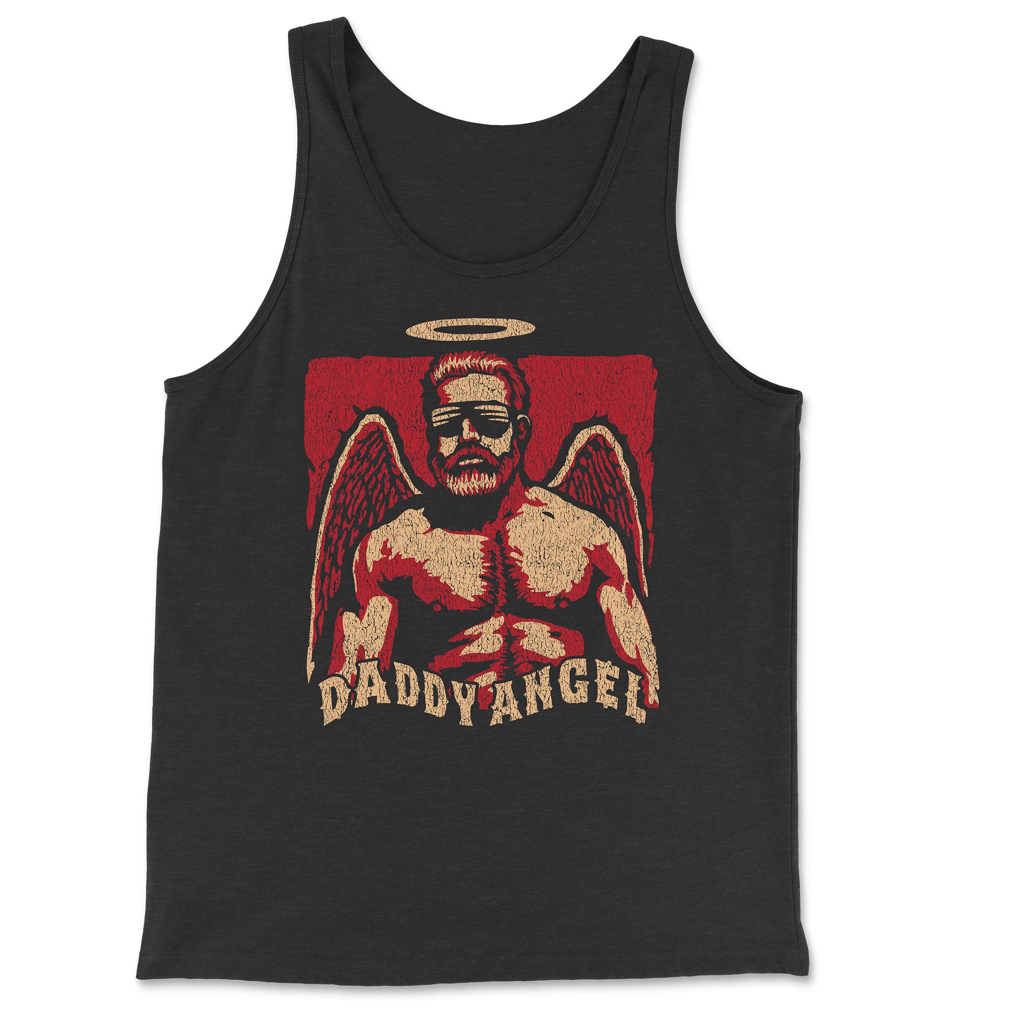 Daddy Angel Tank Top - Hunky Tops #color_Charcoal Black TriBlend