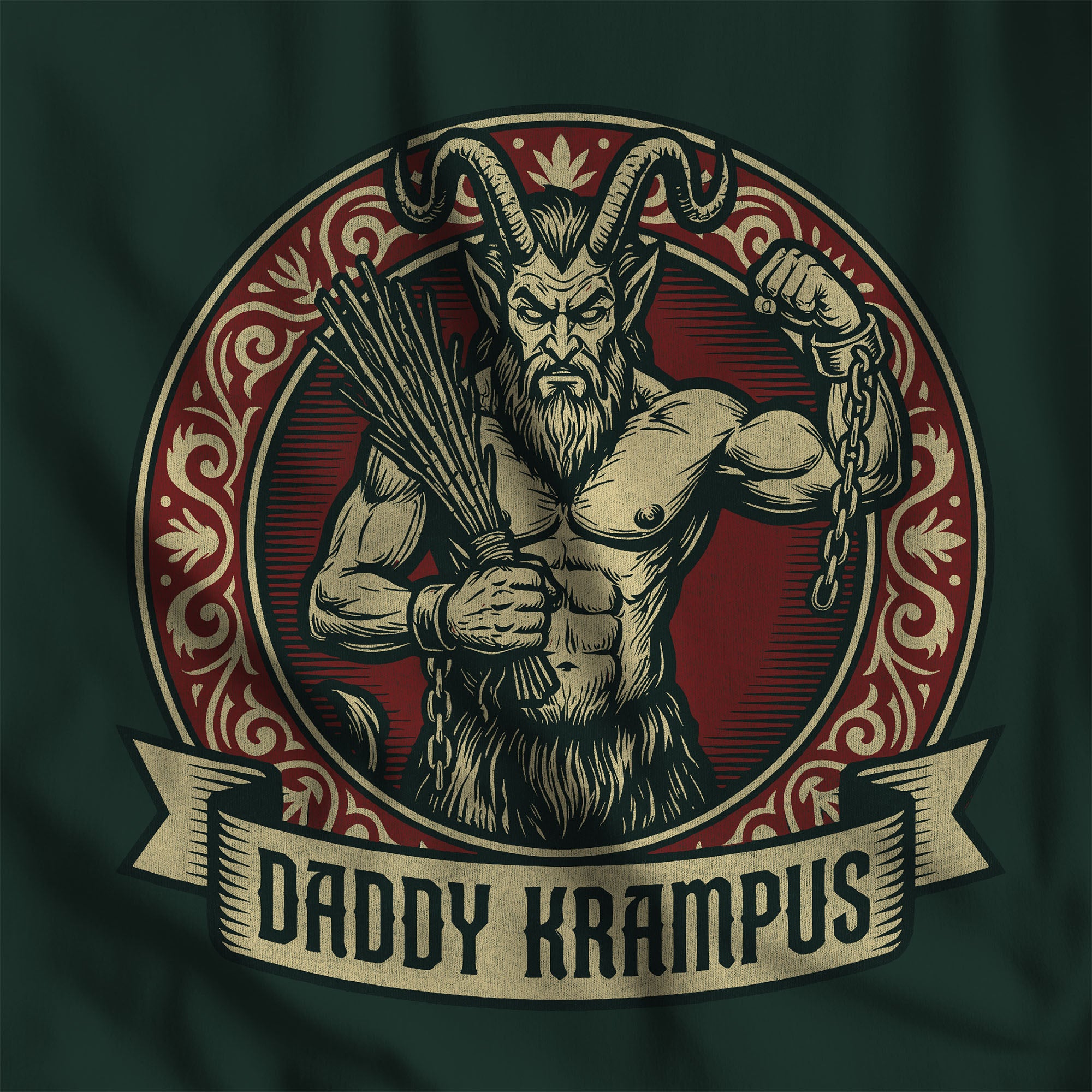 Daddy Krampus Hoodie - Hunky Tops #color_Forest Green