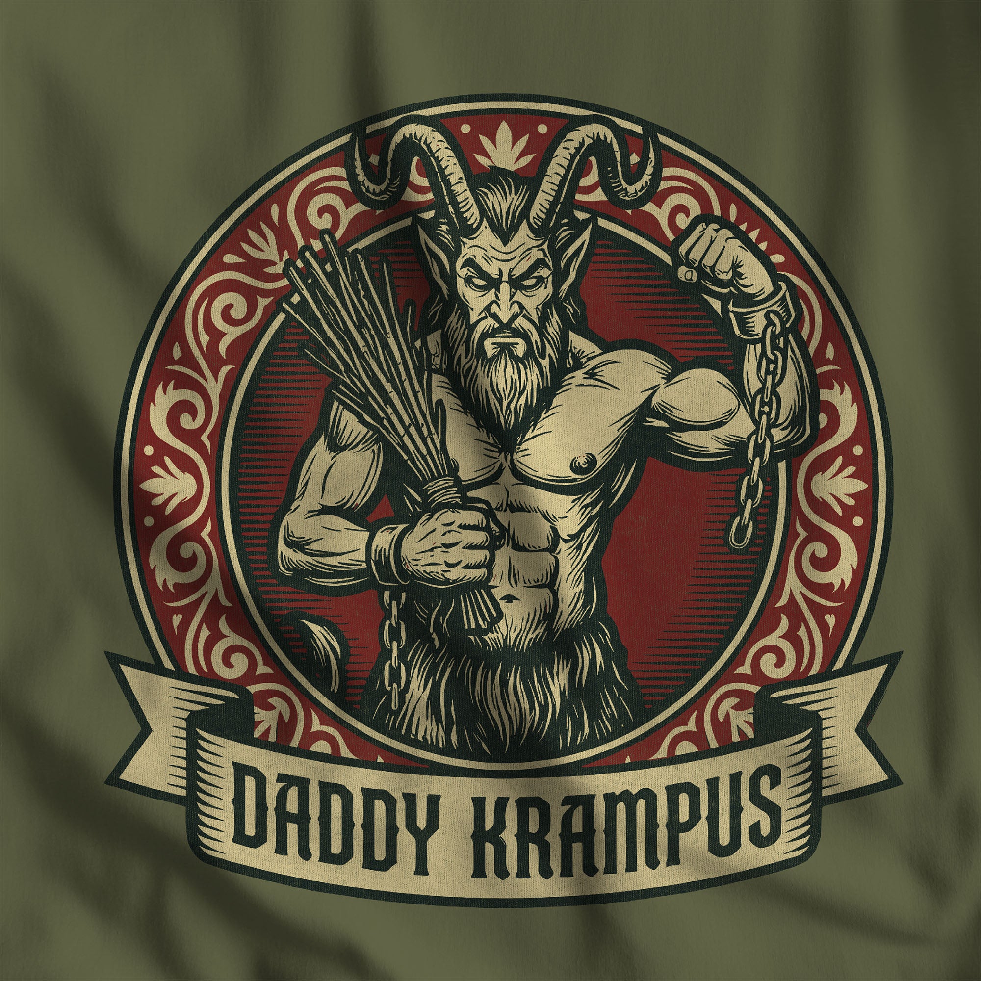 Daddy Krampus Long-Sleeve T-Shirt - Hunky Tops #color_Hemp