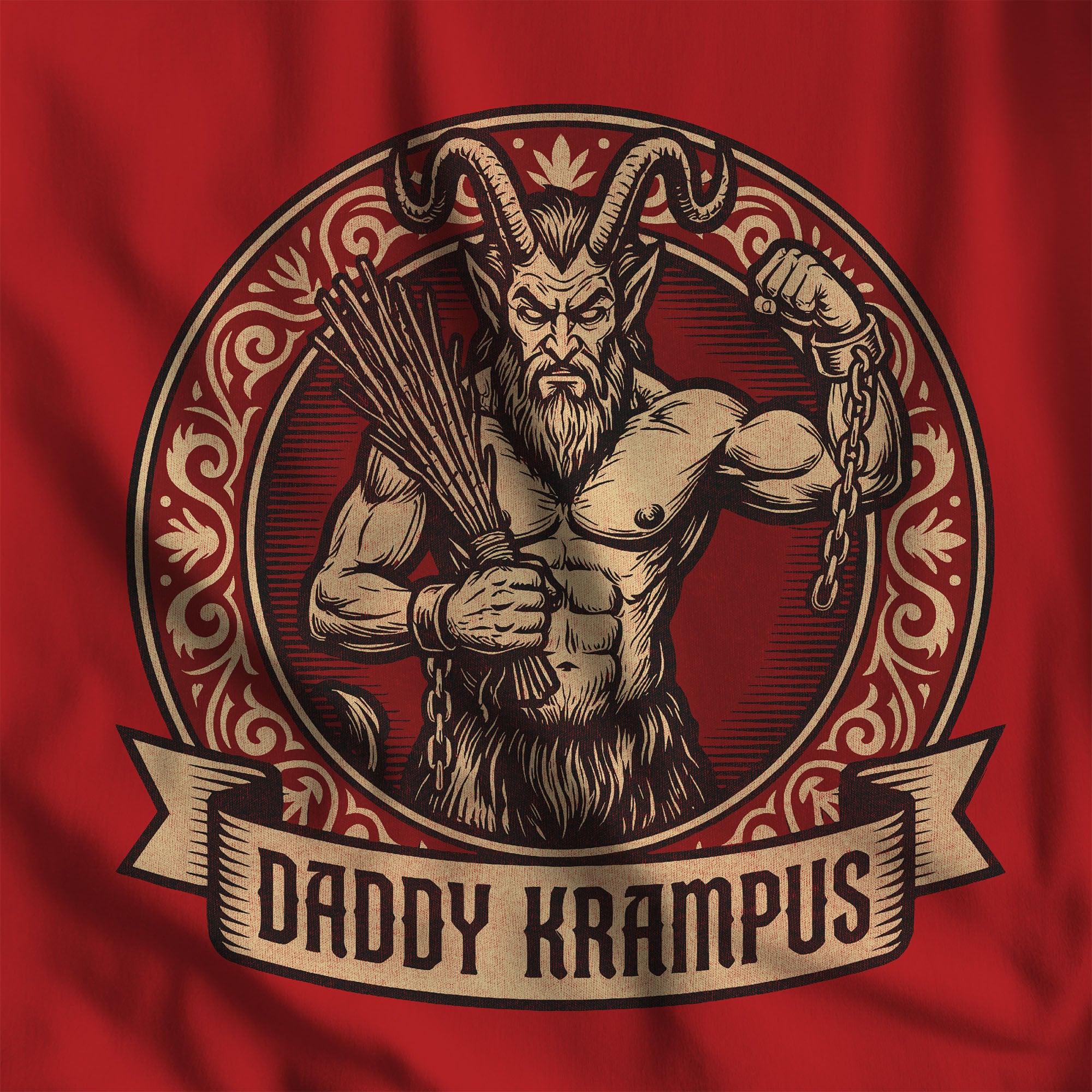 Daddy Krampus Long-Sleeve T-Shirt - Hunky Tops #color_Red