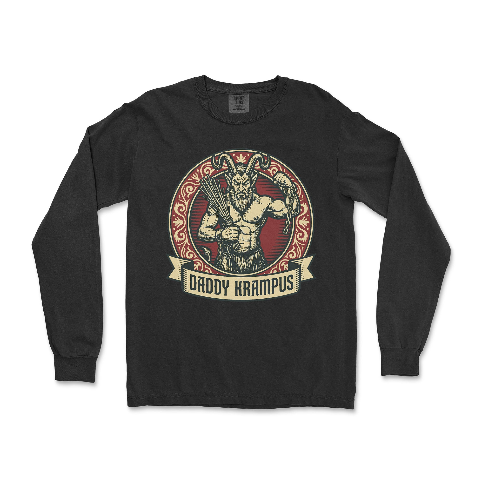 Daddy Krampus Long-Sleeve T-Shirt - Hunky Tops #color_Black