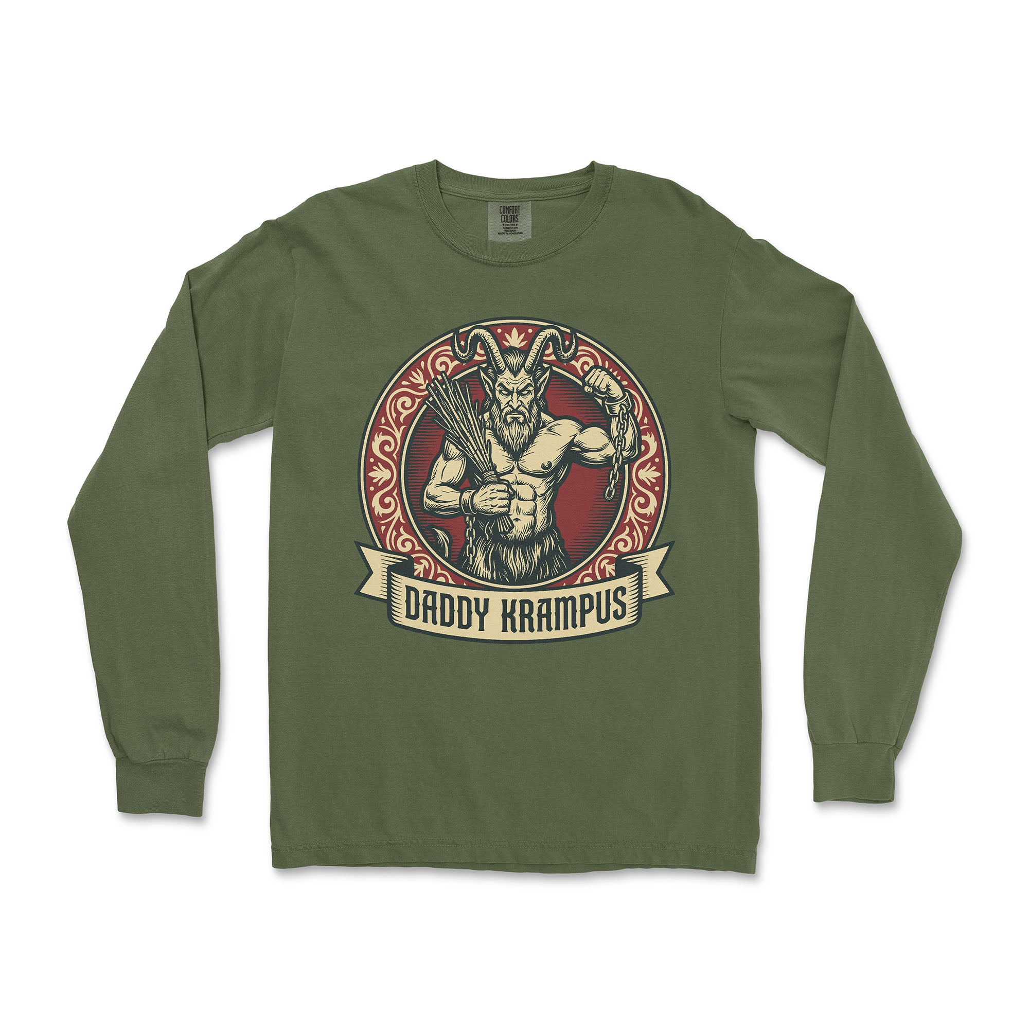 Daddy Krampus Long-Sleeve T-Shirt - Hunky Tops #color_Hemp