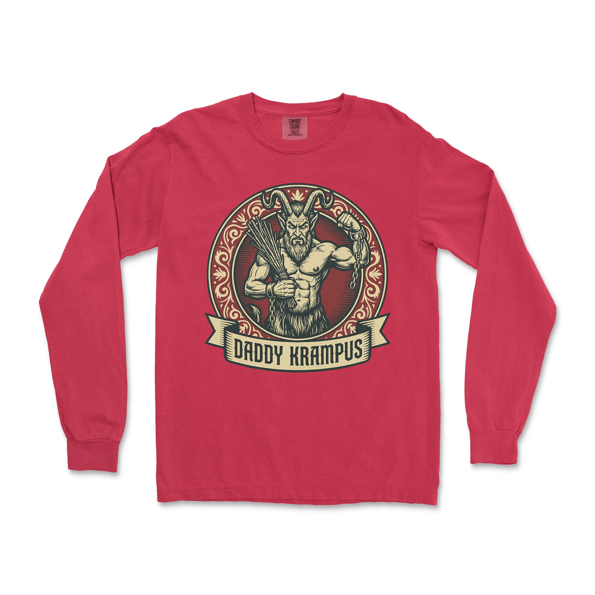 Daddy Krampus Long-Sleeve T-Shirt - Hunky Tops #color_Red