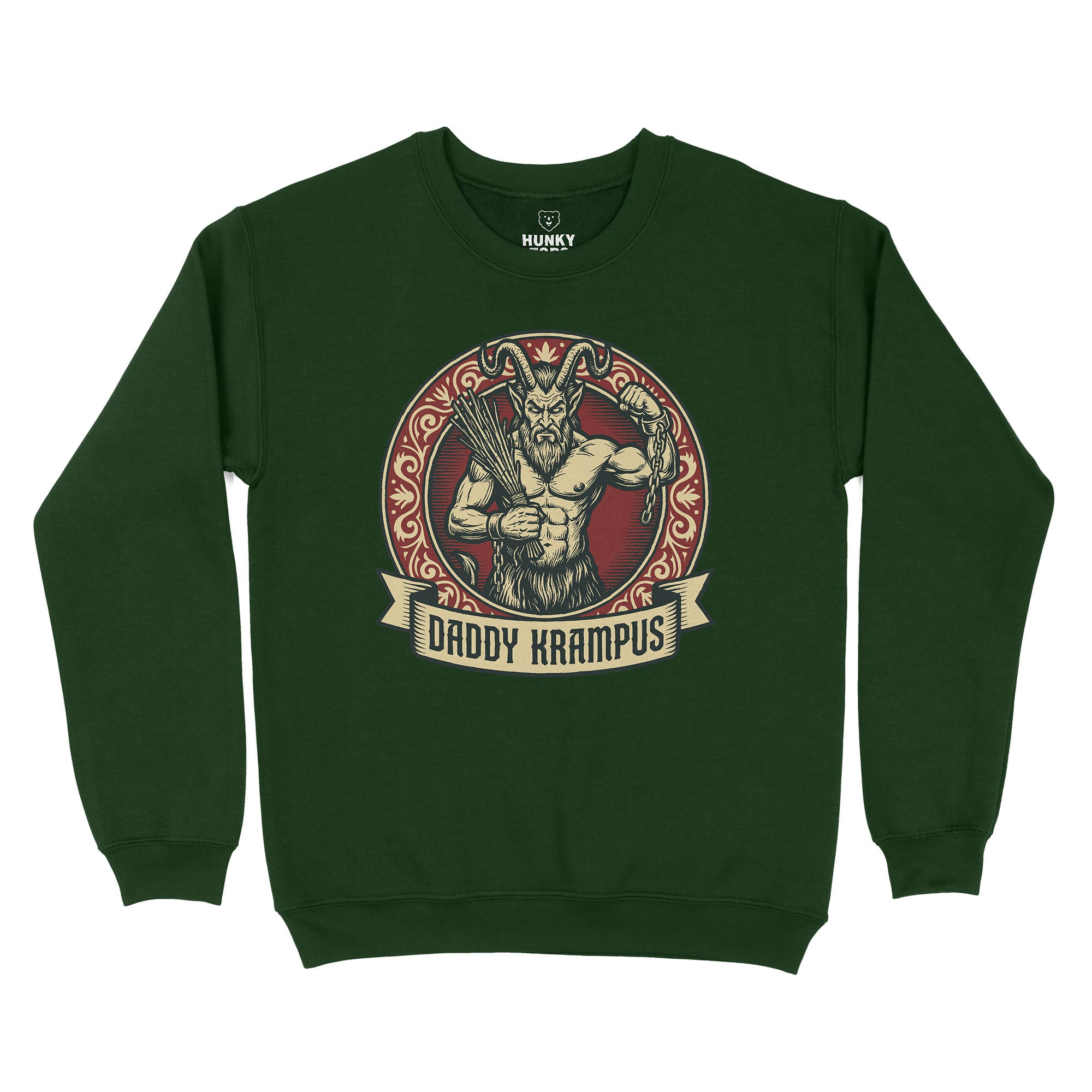 Daddy Krampus Sweatshirt - Hunky Tops #color_Forest Green