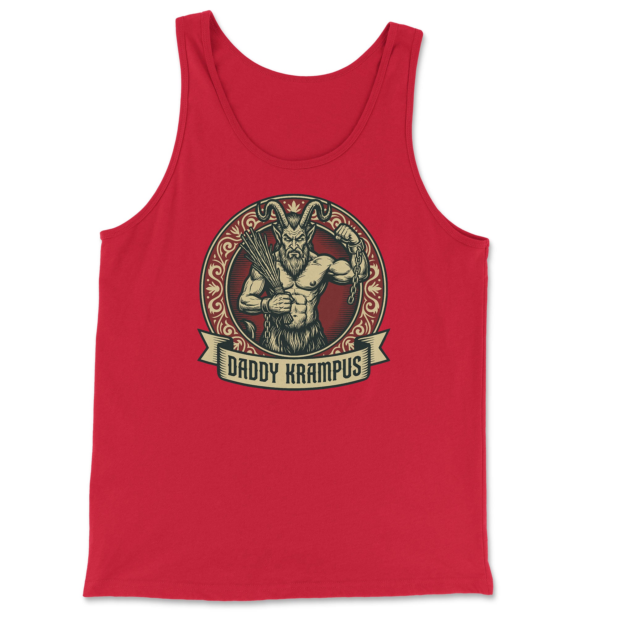 Daddy Krampus Tank Top - Hunky Tops #color_Red