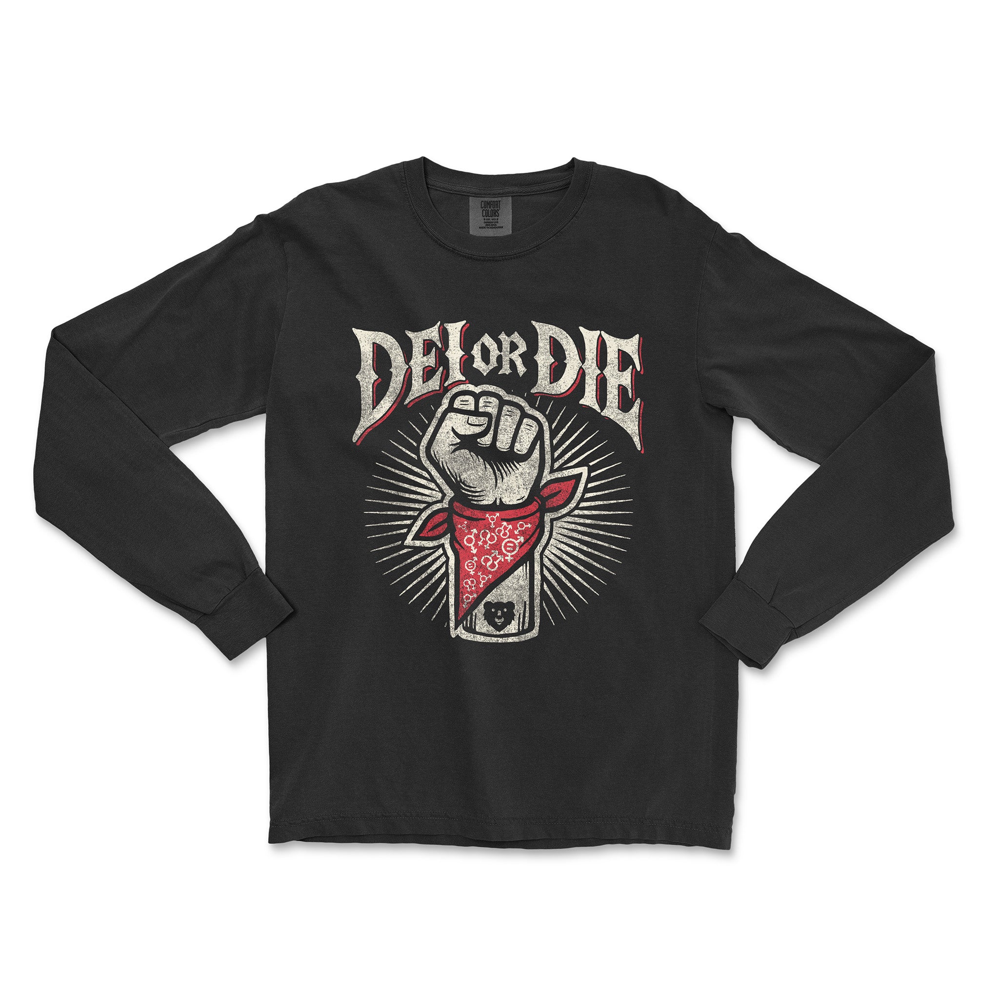 DEI OR DIE LONG-SLEEVE T-SHIRT - Hunky Tops #color_Black