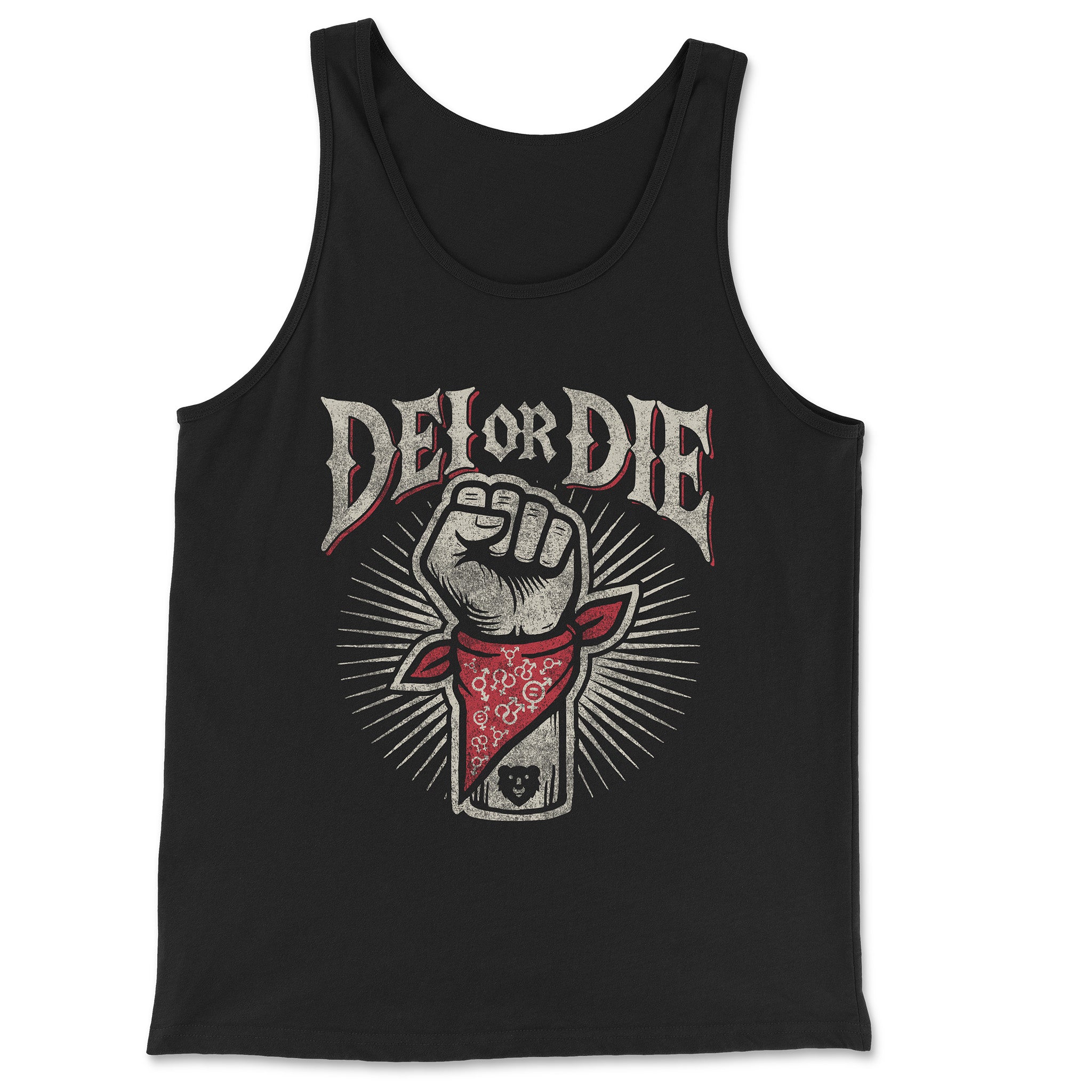 DEI OR DIE Tank Top - Hunky Tops #color_Black