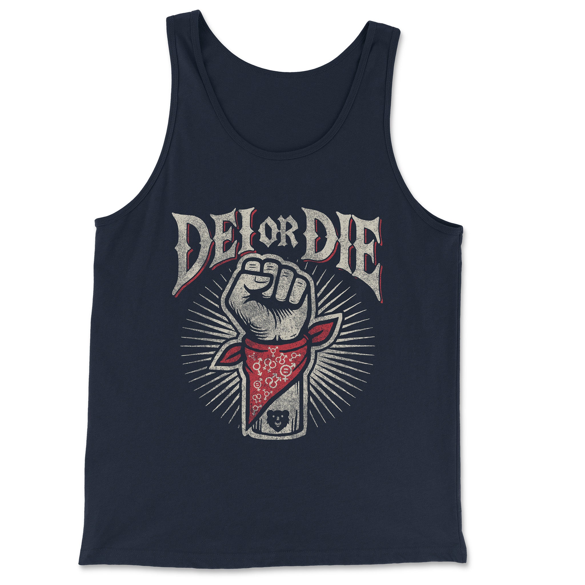 DEI OR DIE Tank Top - Hunky Tops #color_Navy