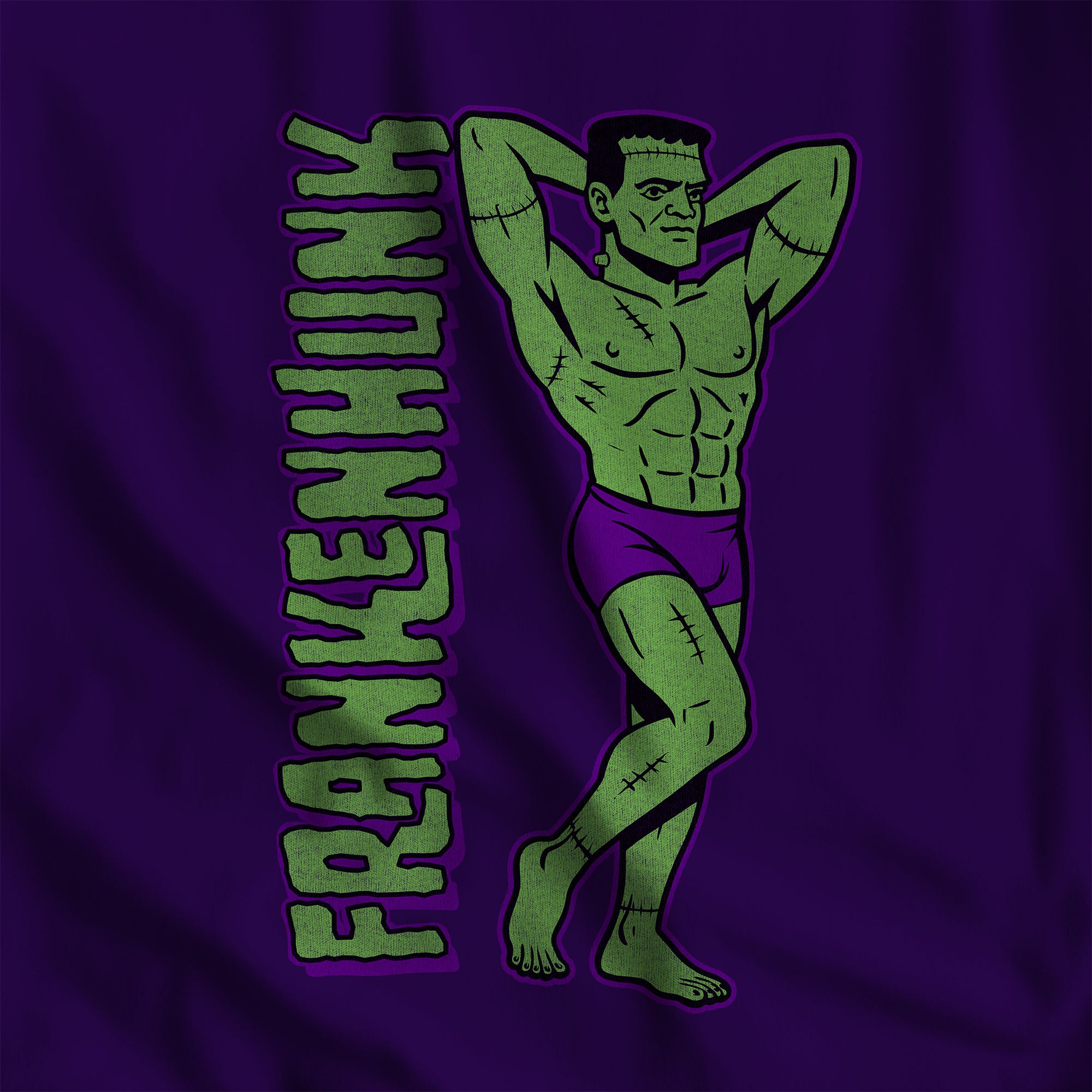 Frankenhunk Gay Halloween Sweatshirt - Hunky Tops #color_Purple