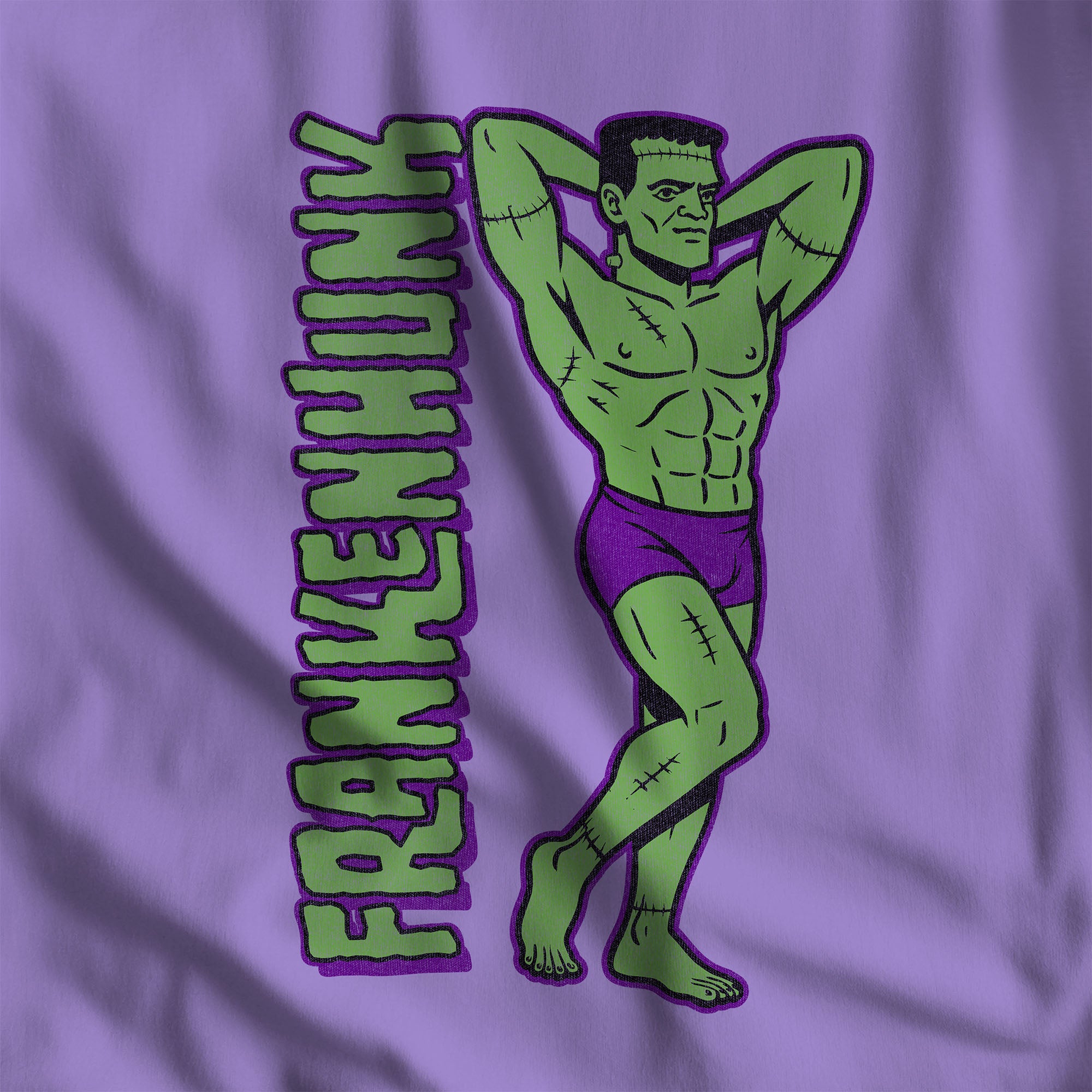 Frankenhunk Gay Halloween Long-Sleeve T-Shirt - Hunky Tops #color_Violet