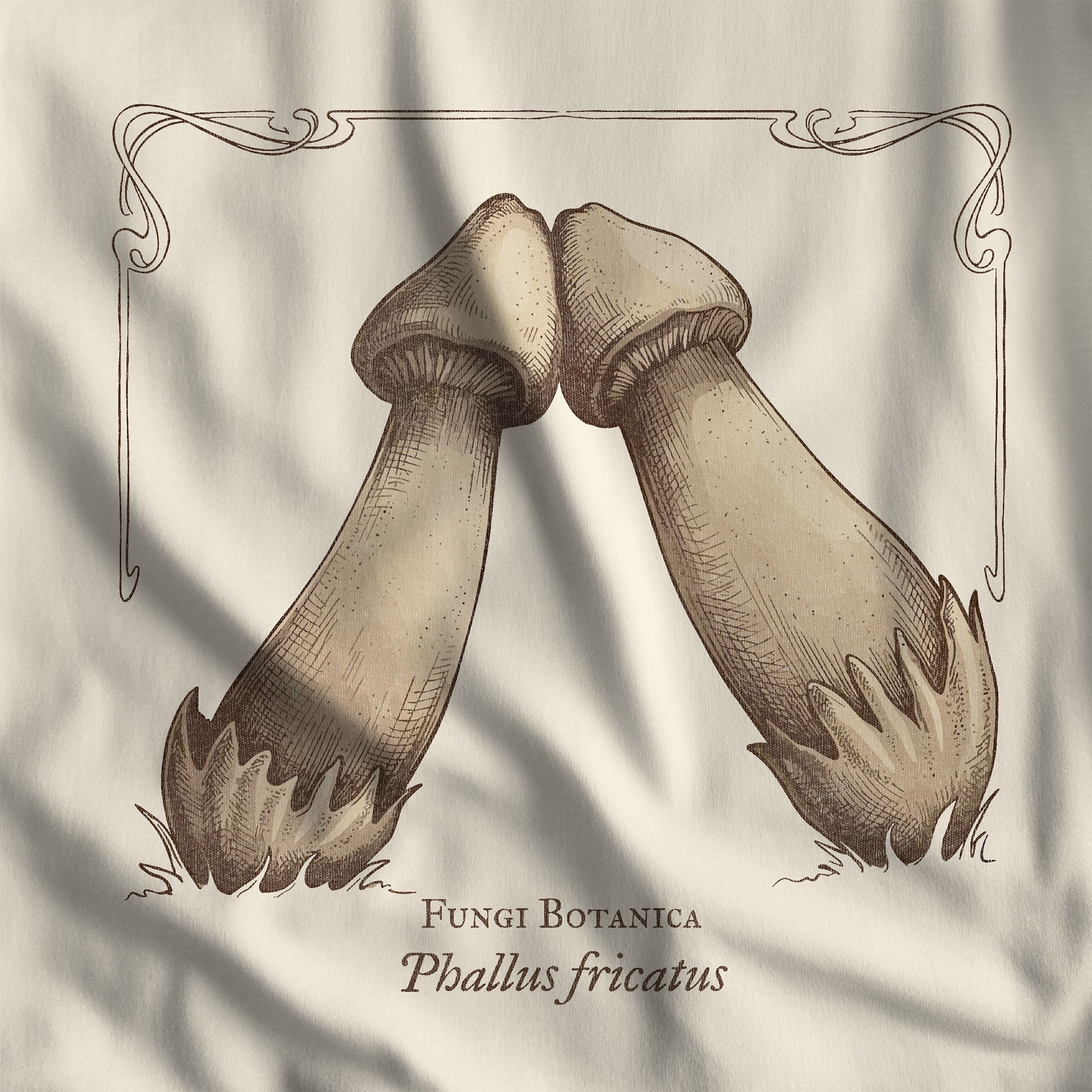 Rubbing Mushrooms Long-Sleeve T-Shirt - Hunky Tops #color_Ivory