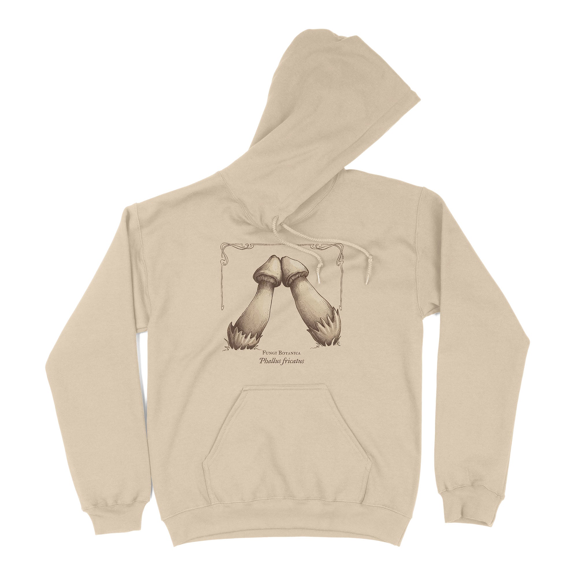 Rubbing Mushrooms Hoodie - Hunky Tops #color_Sand