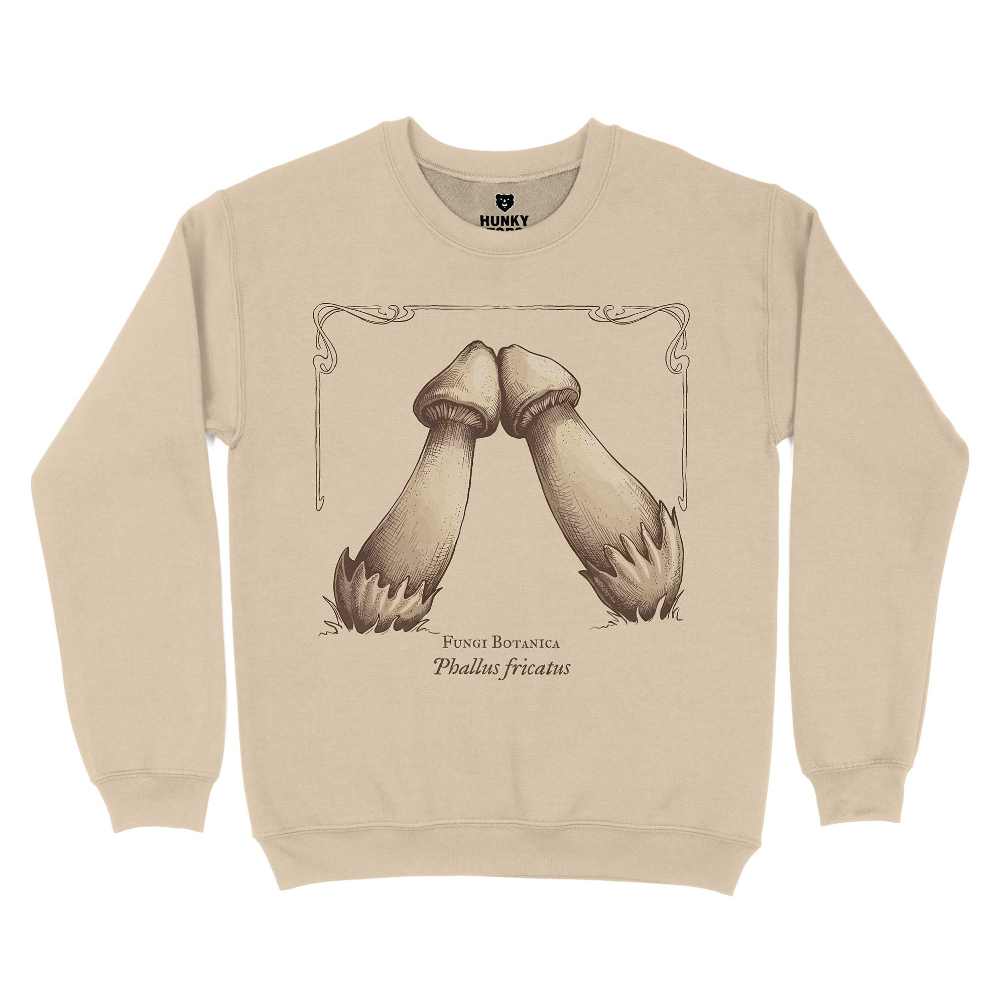 Rubbing Mushrooms Sweatshirt - Hunky Tops #color_Sand