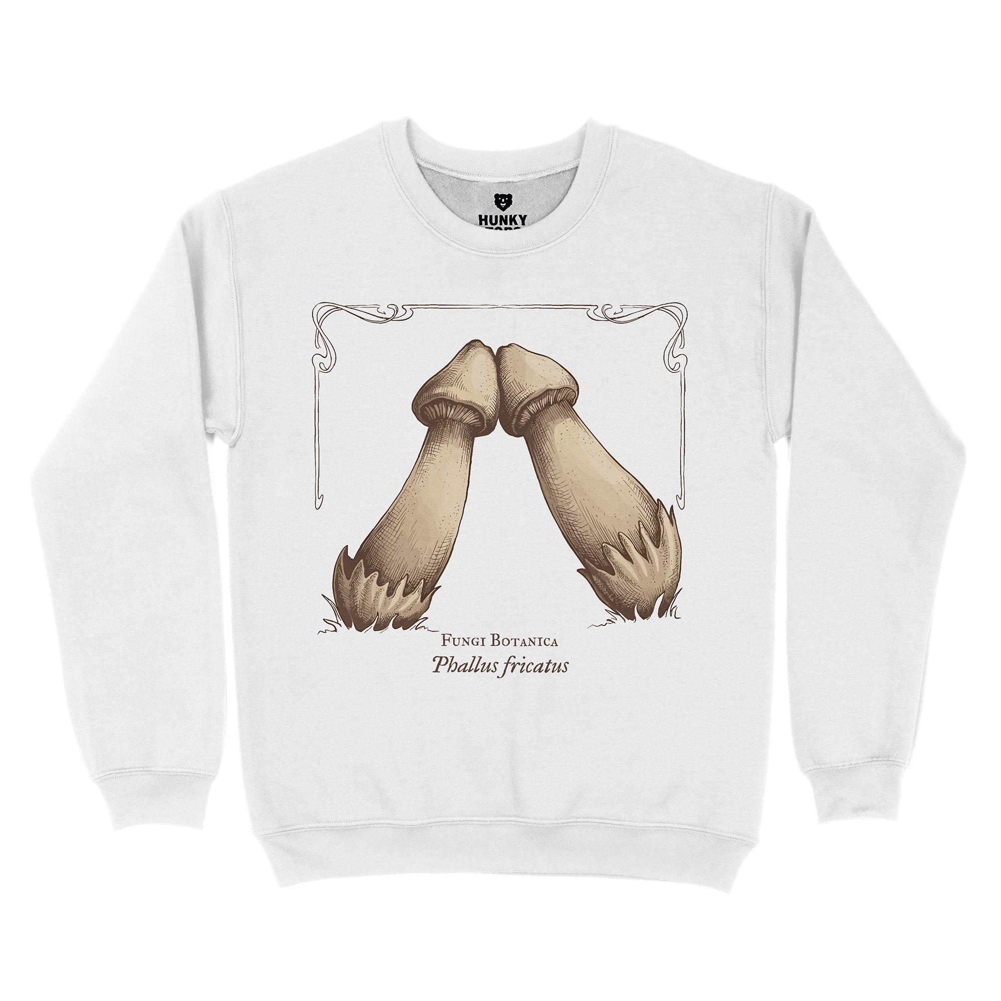 Rubbing Mushrooms Sweatshirt - Hunky Tops #color_White