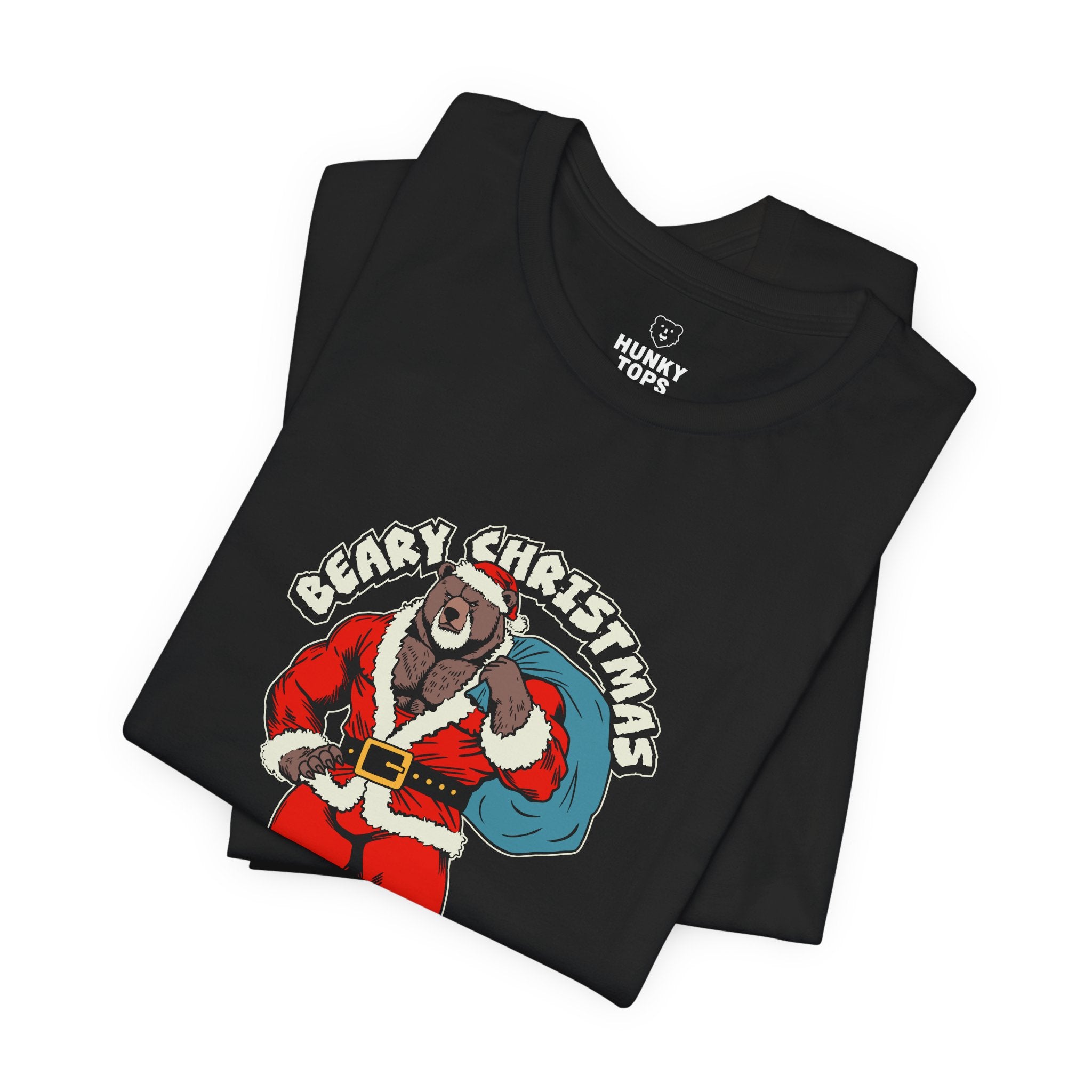 BEARY CHRISTMAS GAY BEAR HOLIDAY T-SHIRT - Hunky Tops #color_Black