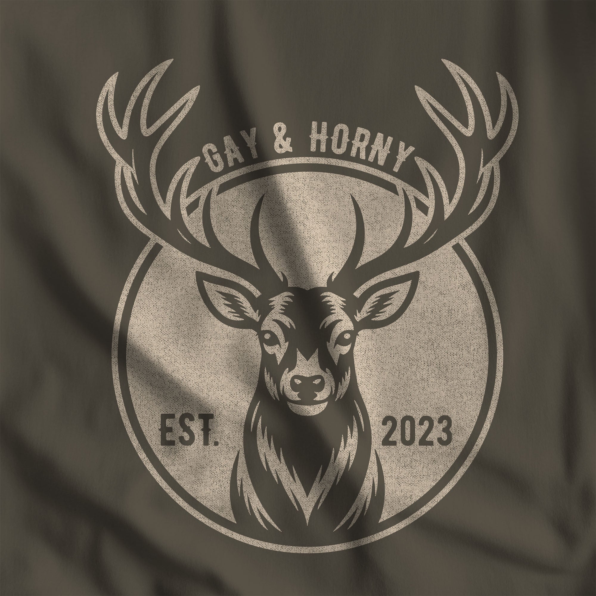 Gay And Horny T-Shirt - Hunky Tops #color_Army