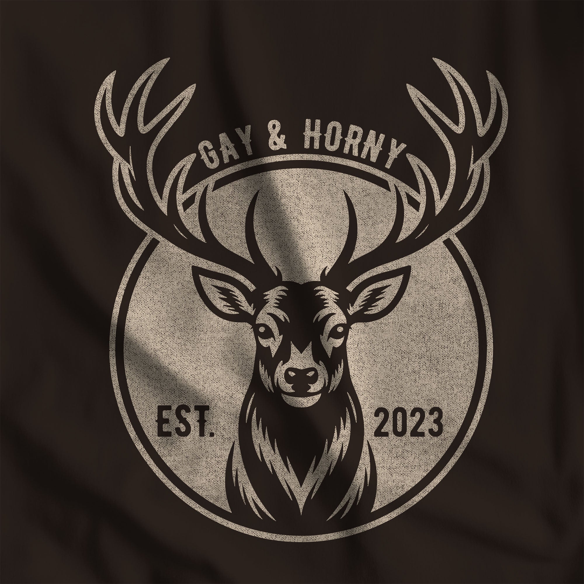 Gay And Horny T-Shirt - Hunky Tops #color_Brown
