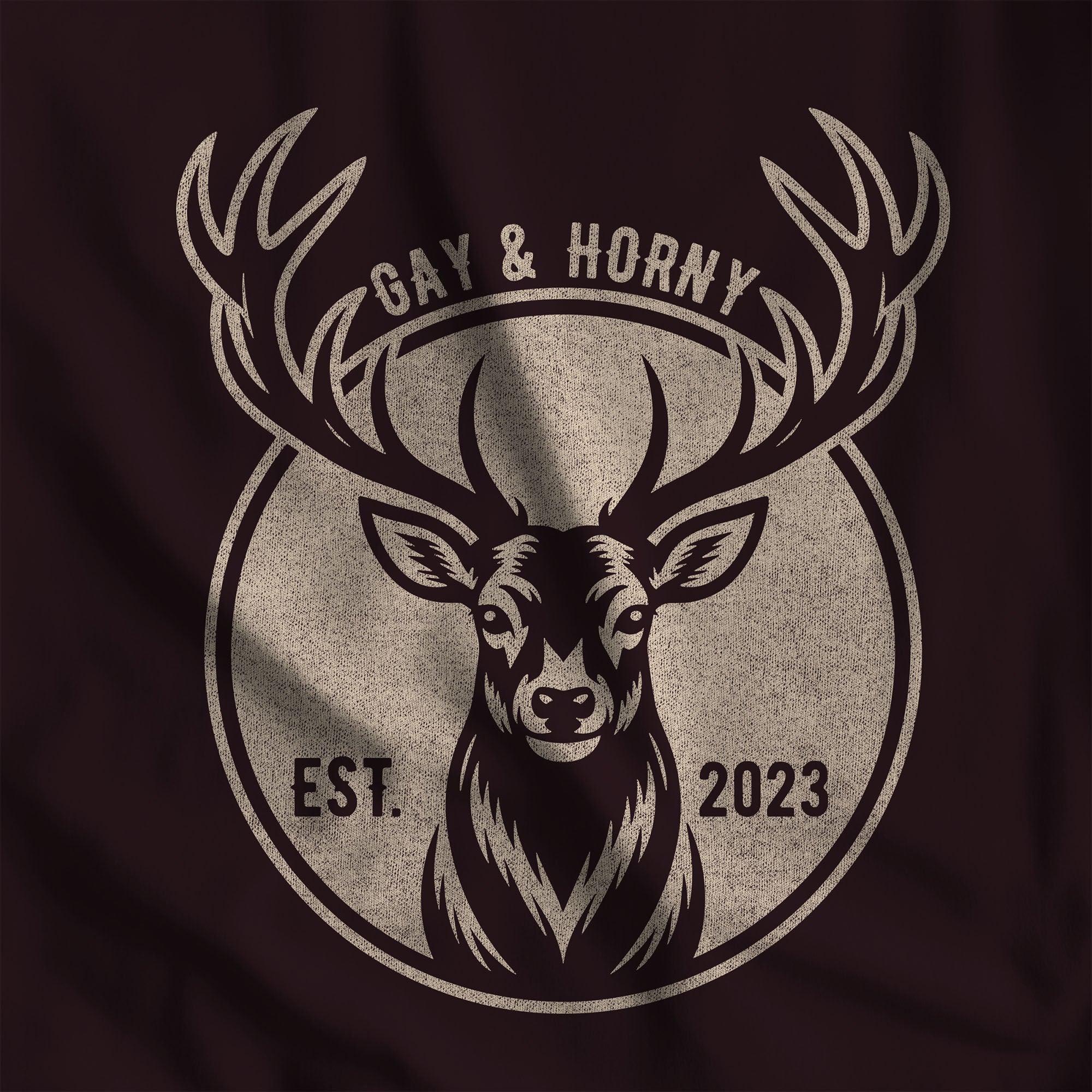 Gay And Horny T-Shirt - Hunky Tops #color_Oxblood Black