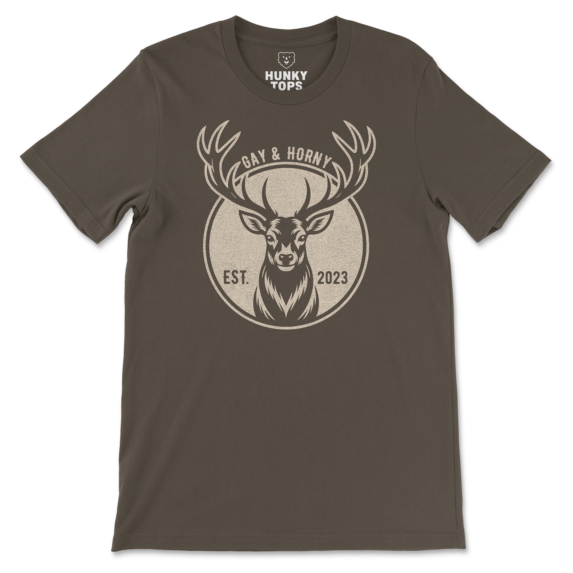 Gay And Horny T-Shirt - Hunky Tops #color_Army