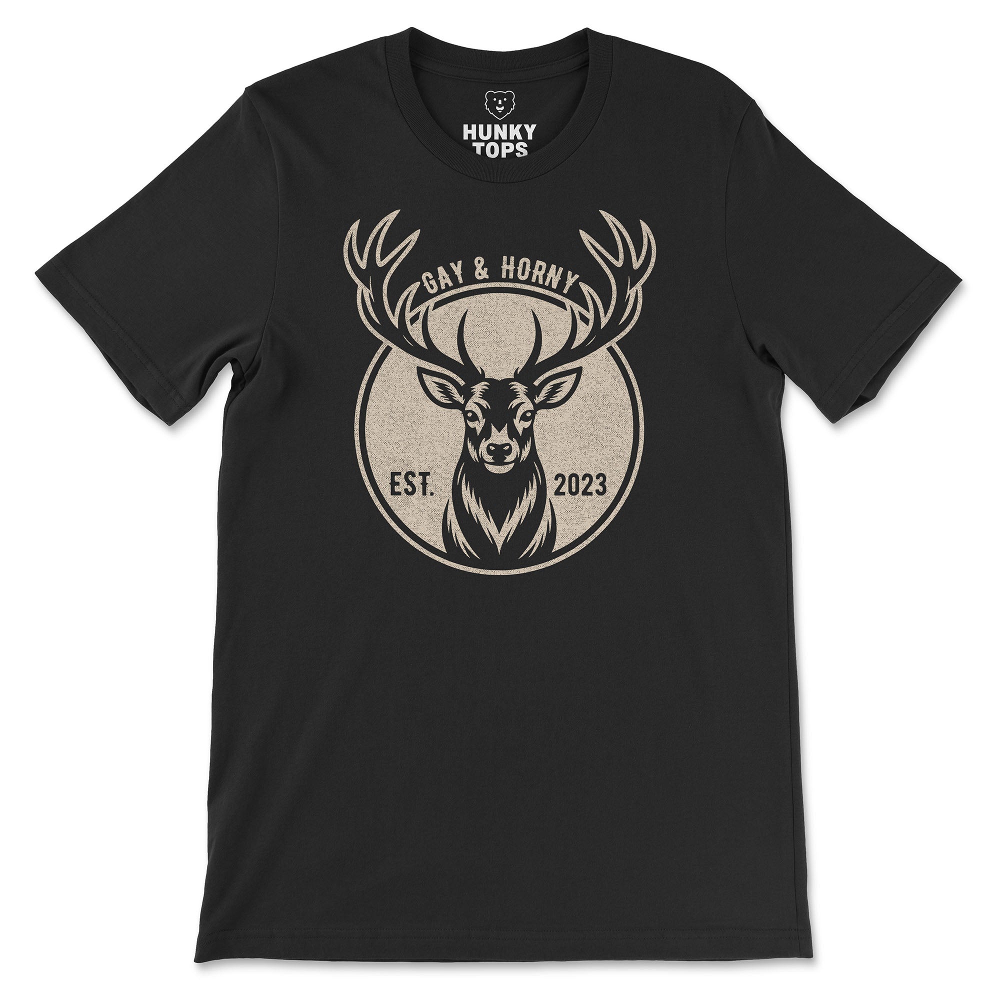 Gay And Horny T-Shirt - Hunky Tops #color_Black