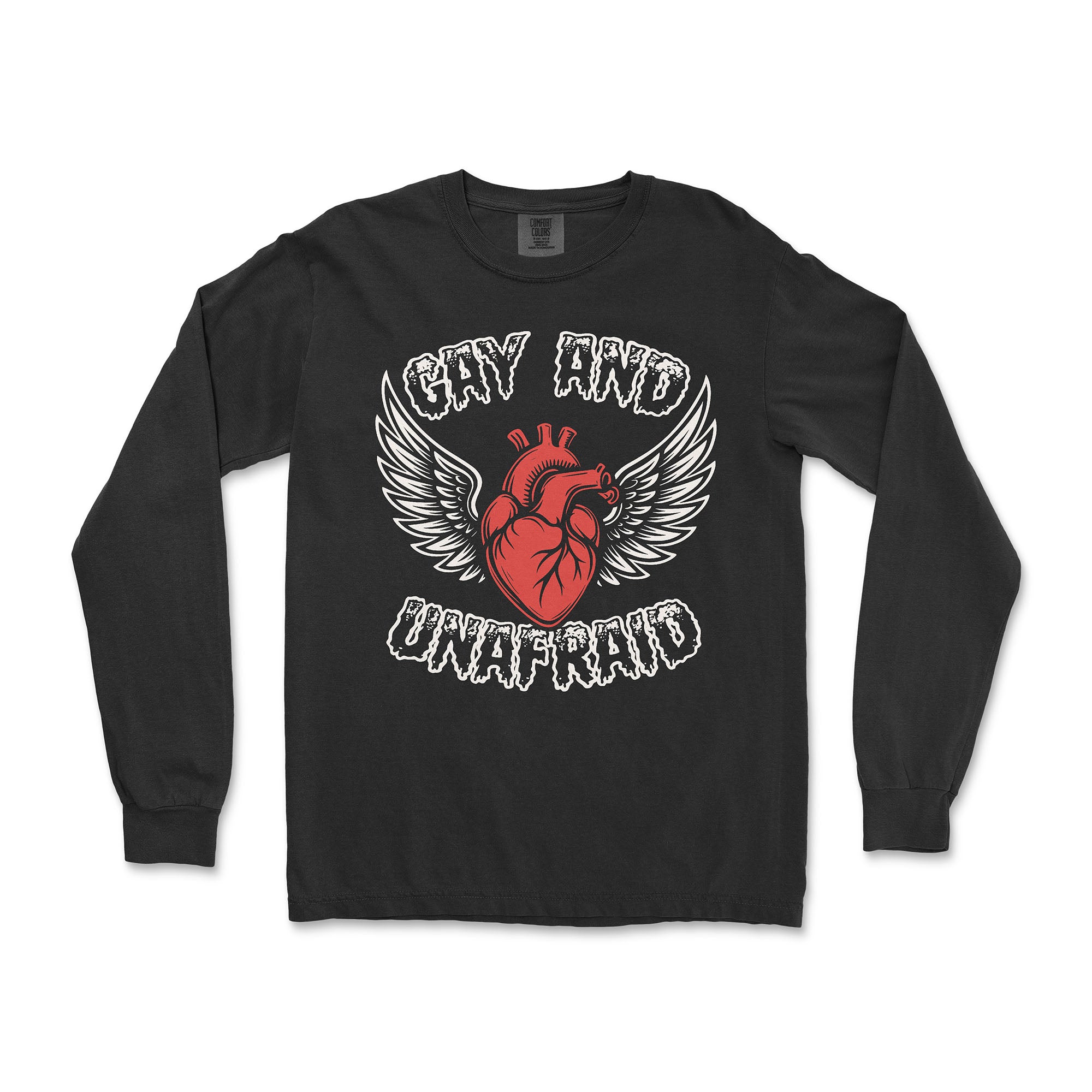 Gay and Unafraid Long-Sleeve T-Shirt - Hunky Tops #color_Black