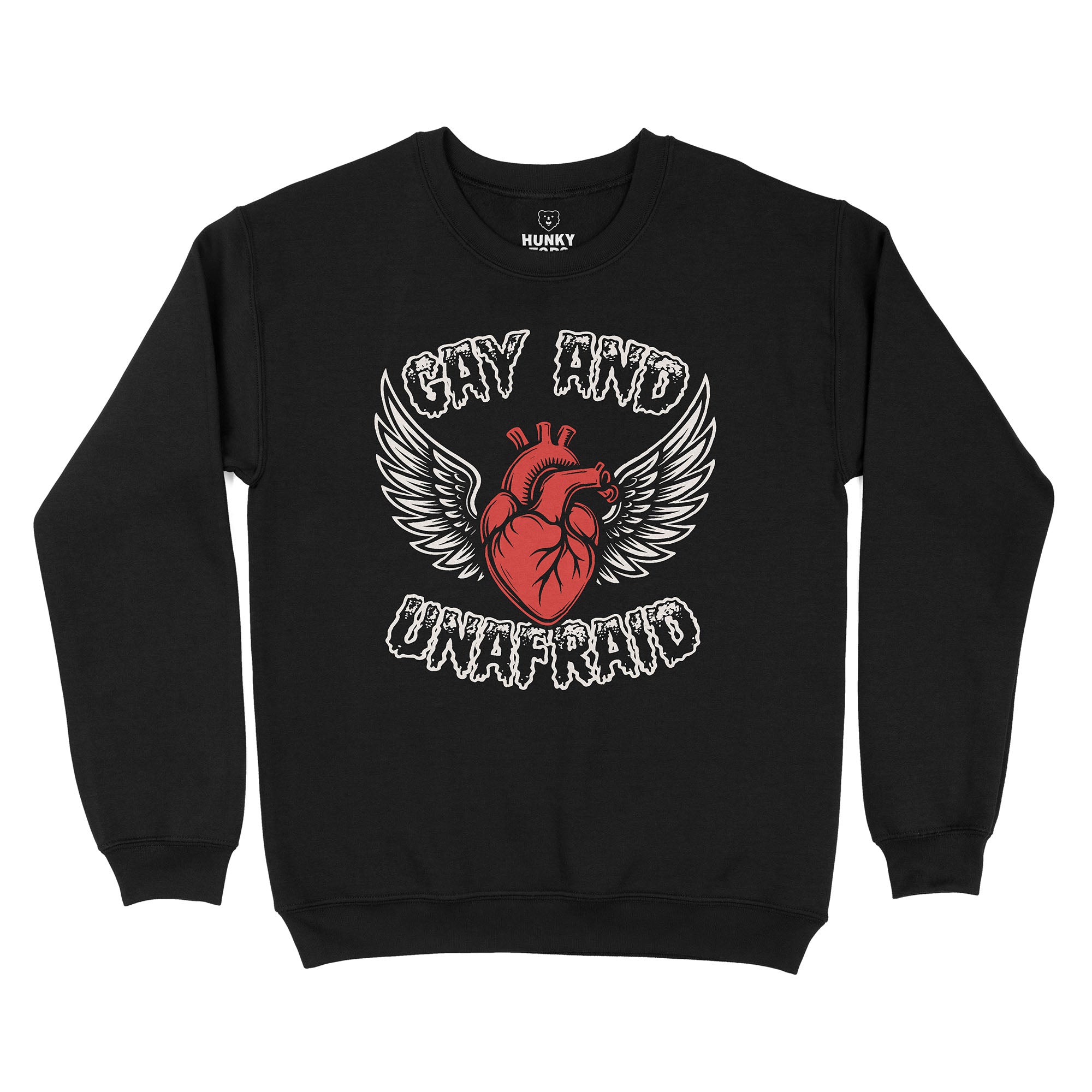 Gay and Unafraid Sweatshirt - Hunky Tops #color_Black