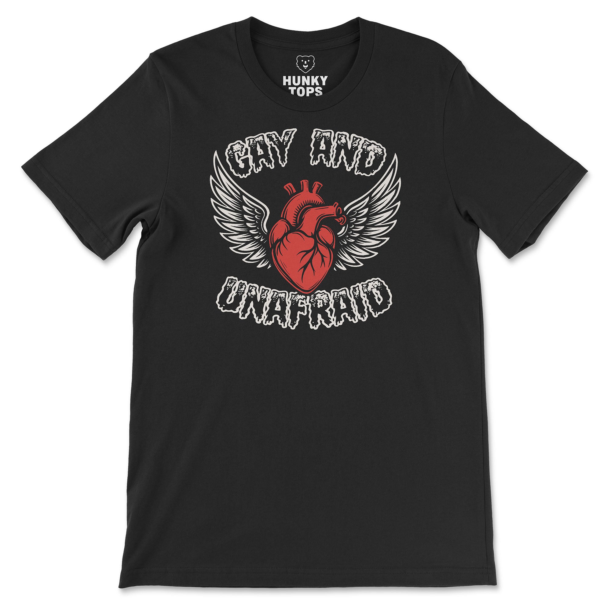 Gay and Unafraid T-Shirt - Hunky Tops #color_Black
