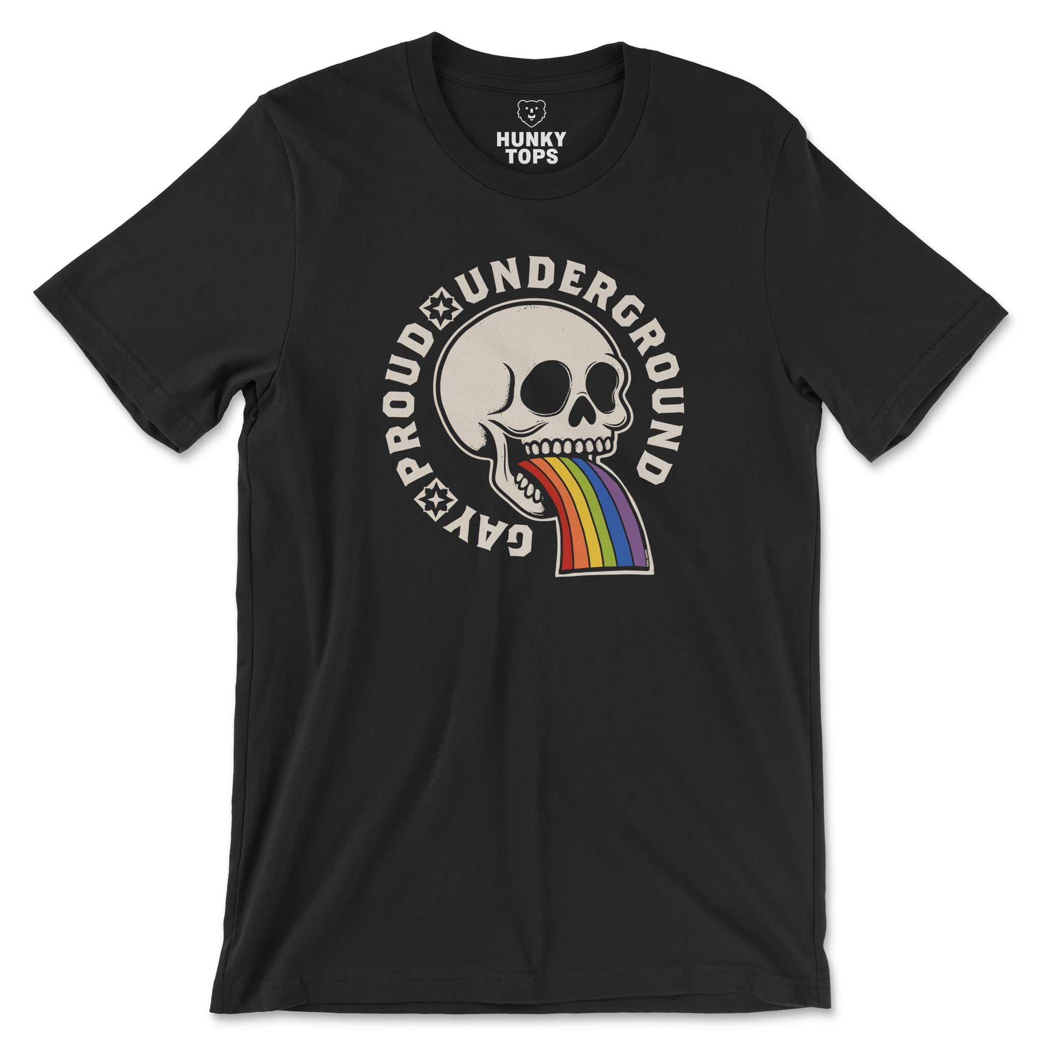Proud Underground Gay Skull Tee - Hunky Tops #color_Black