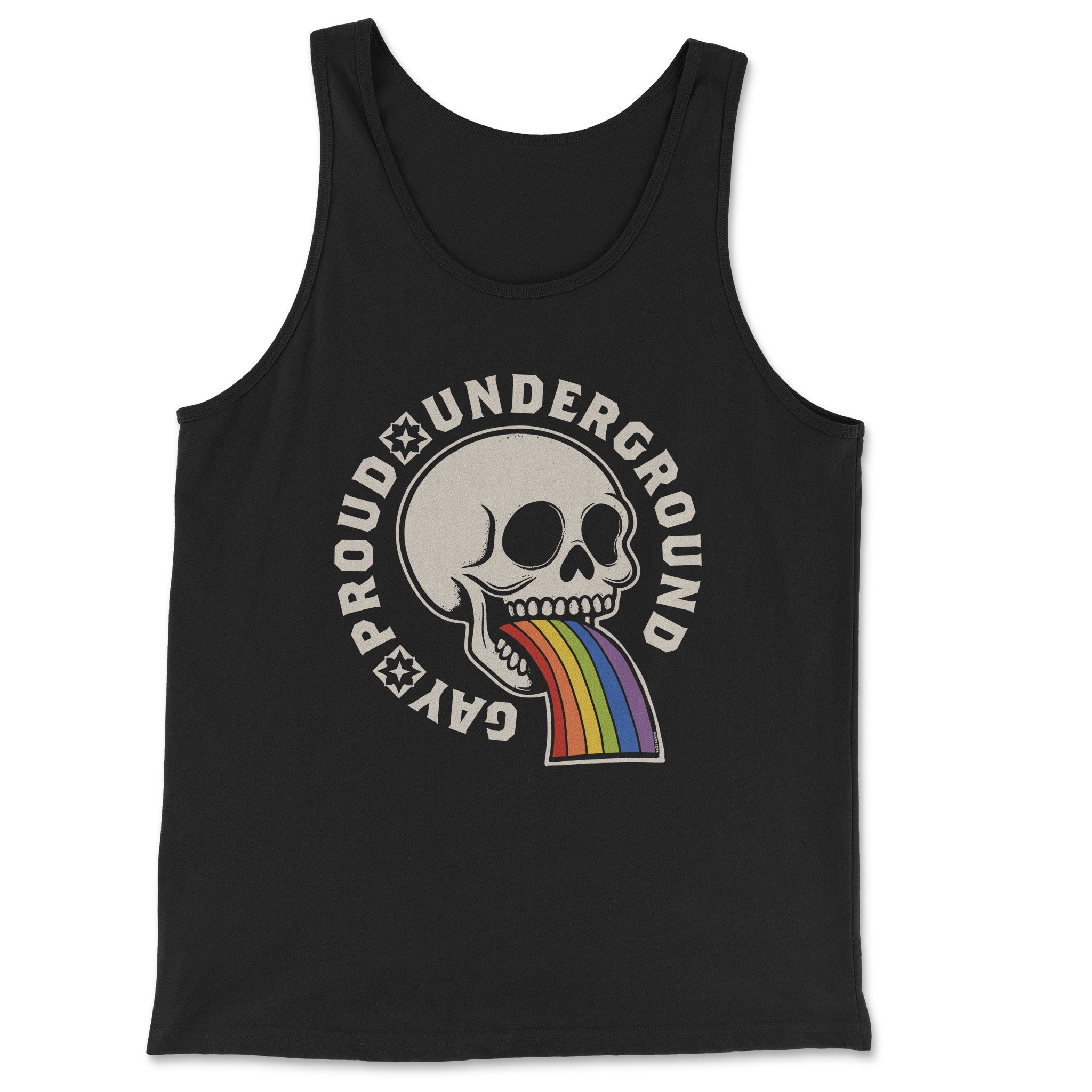 Proud Underground Gay Skull Tank Top - Hunky Tops #color_Black