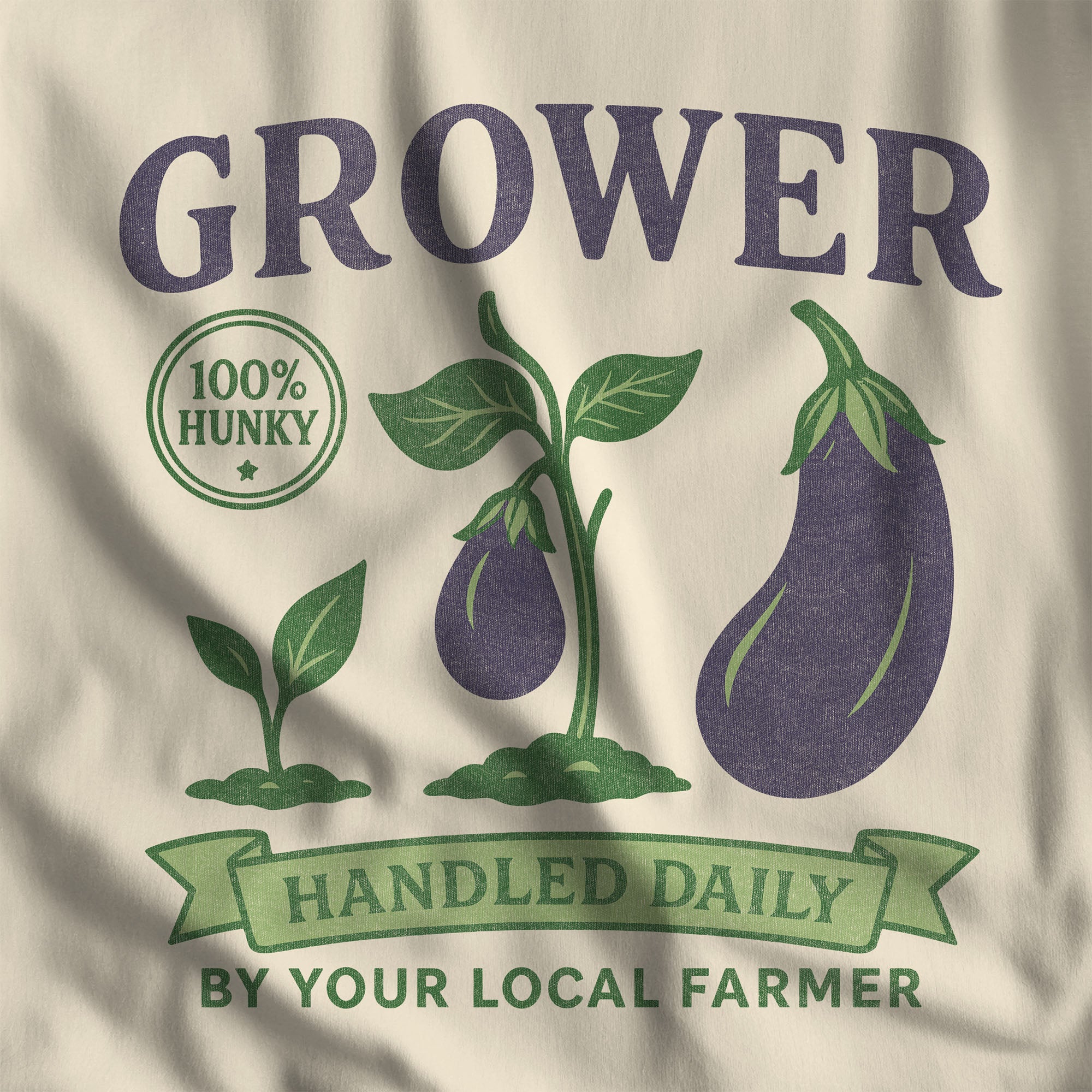 Grower Vintage Eggplant T-Shirt - Hunky Tops #color_Natural