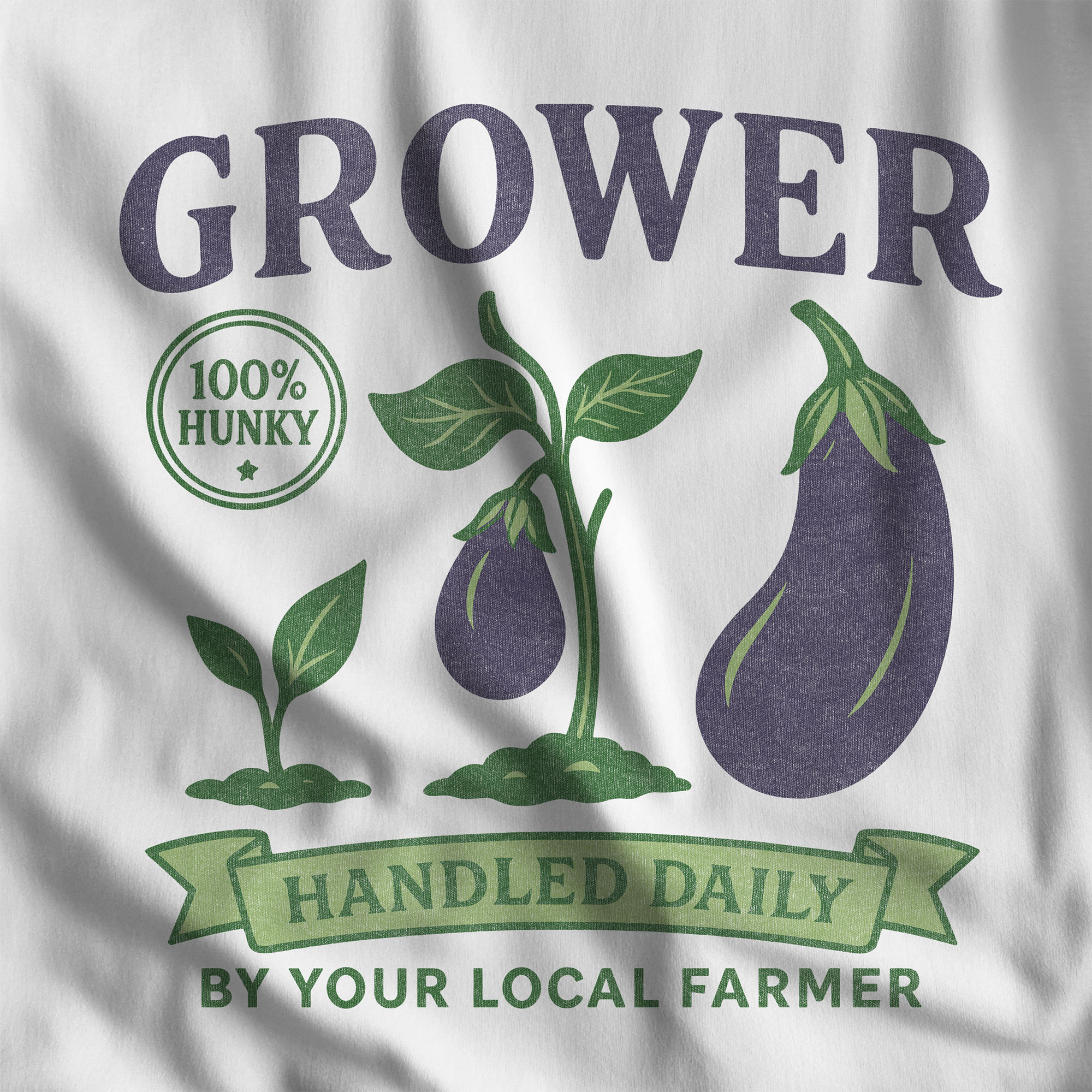 Grower Vintage Eggplant T-Shirt - Hunky Tops #color_White