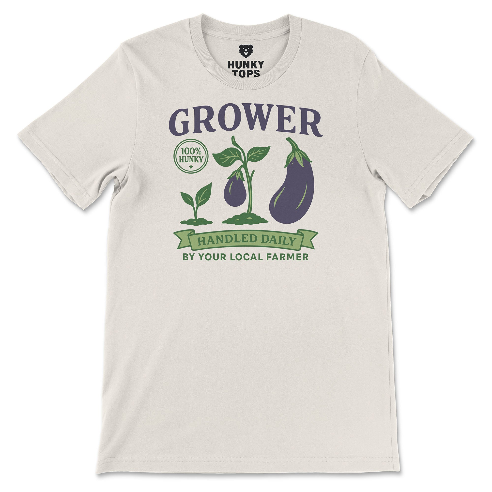 Grower Vintage Eggplant T-Shirt - Hunky Tops #color_Natural