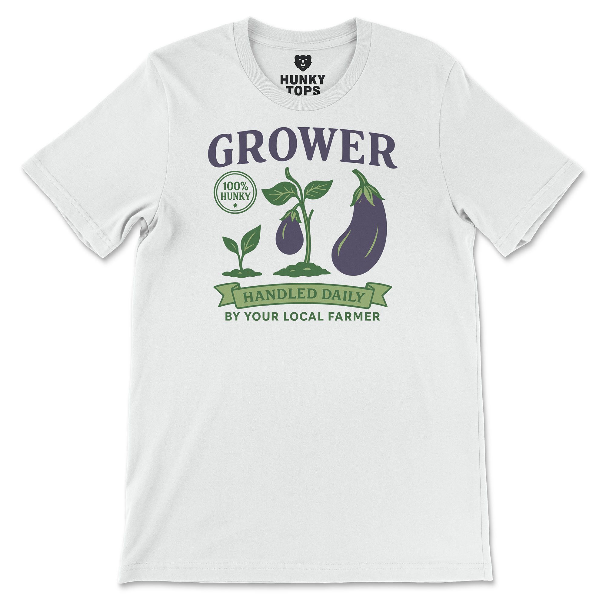 Grower Vintage Eggplant T-Shirt - Hunky Tops #color_White